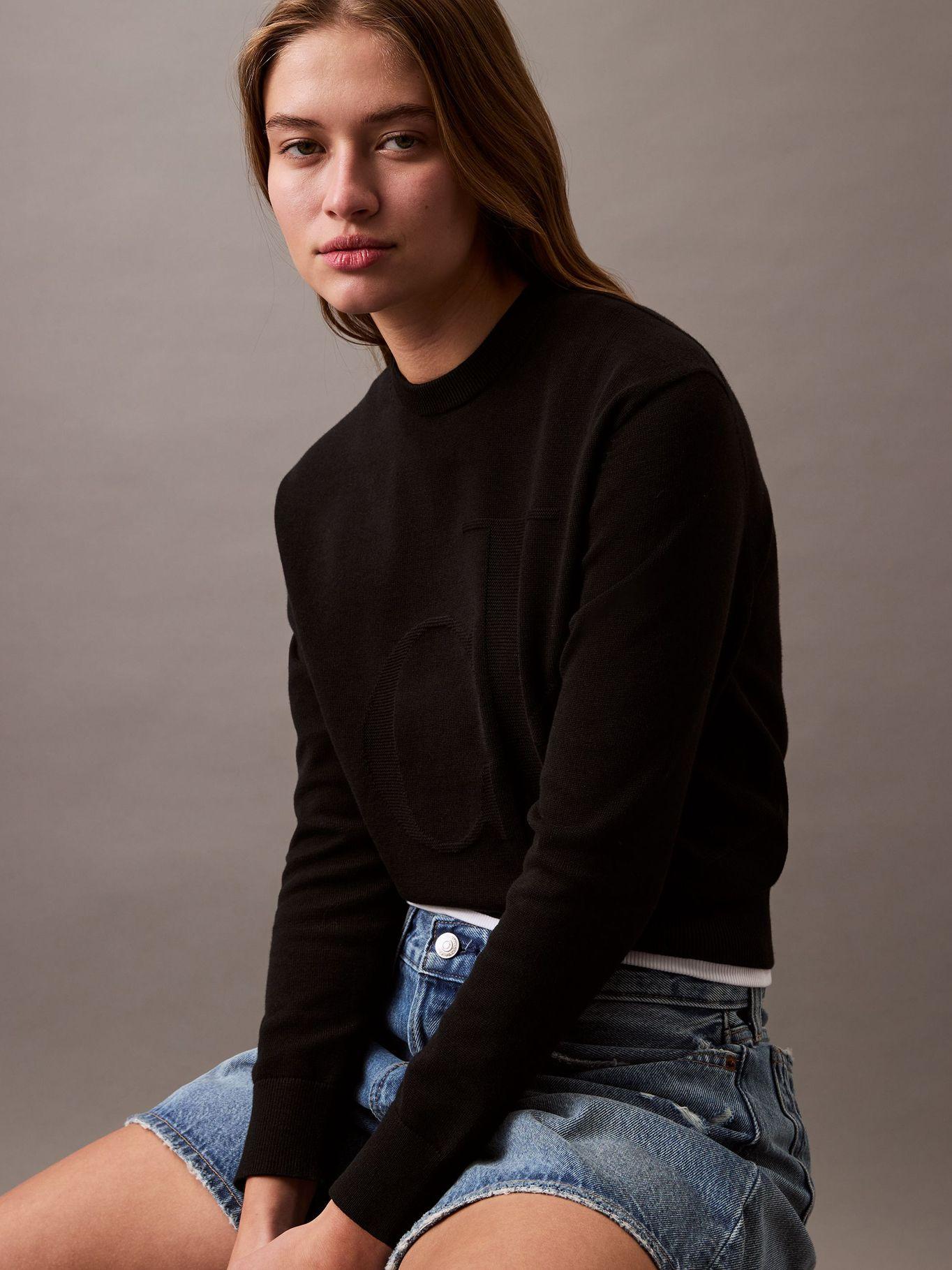 Sweater Smooth Cotton Negro Calvin Klein-4