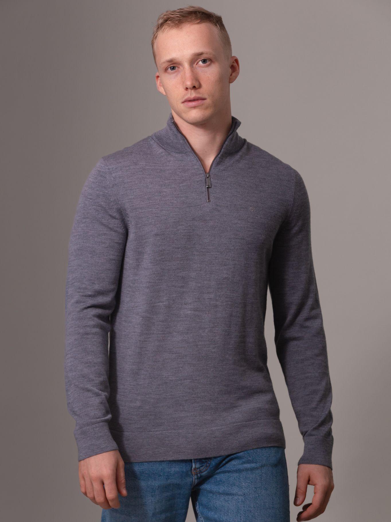 Sweater Merino Rws Quarter Zip Gris Calvin Klein-0