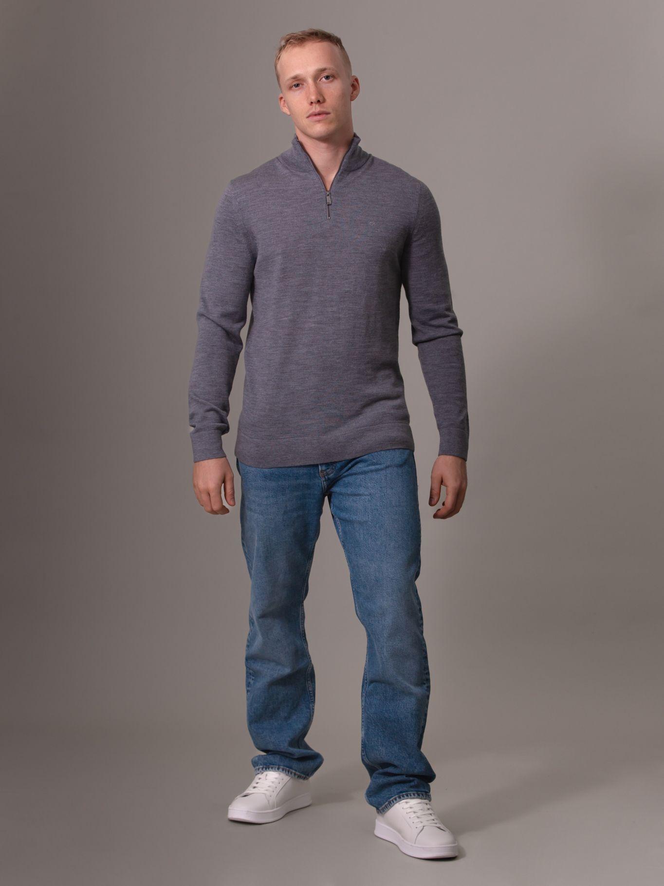 Sweater Merino Rws Quarter Zip Gris Calvin Klein-1