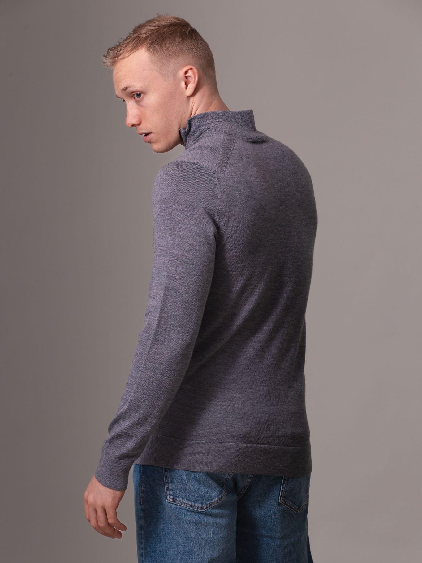 Sweater Merino Rws Quarter Zip Gris Calvin Klein-3