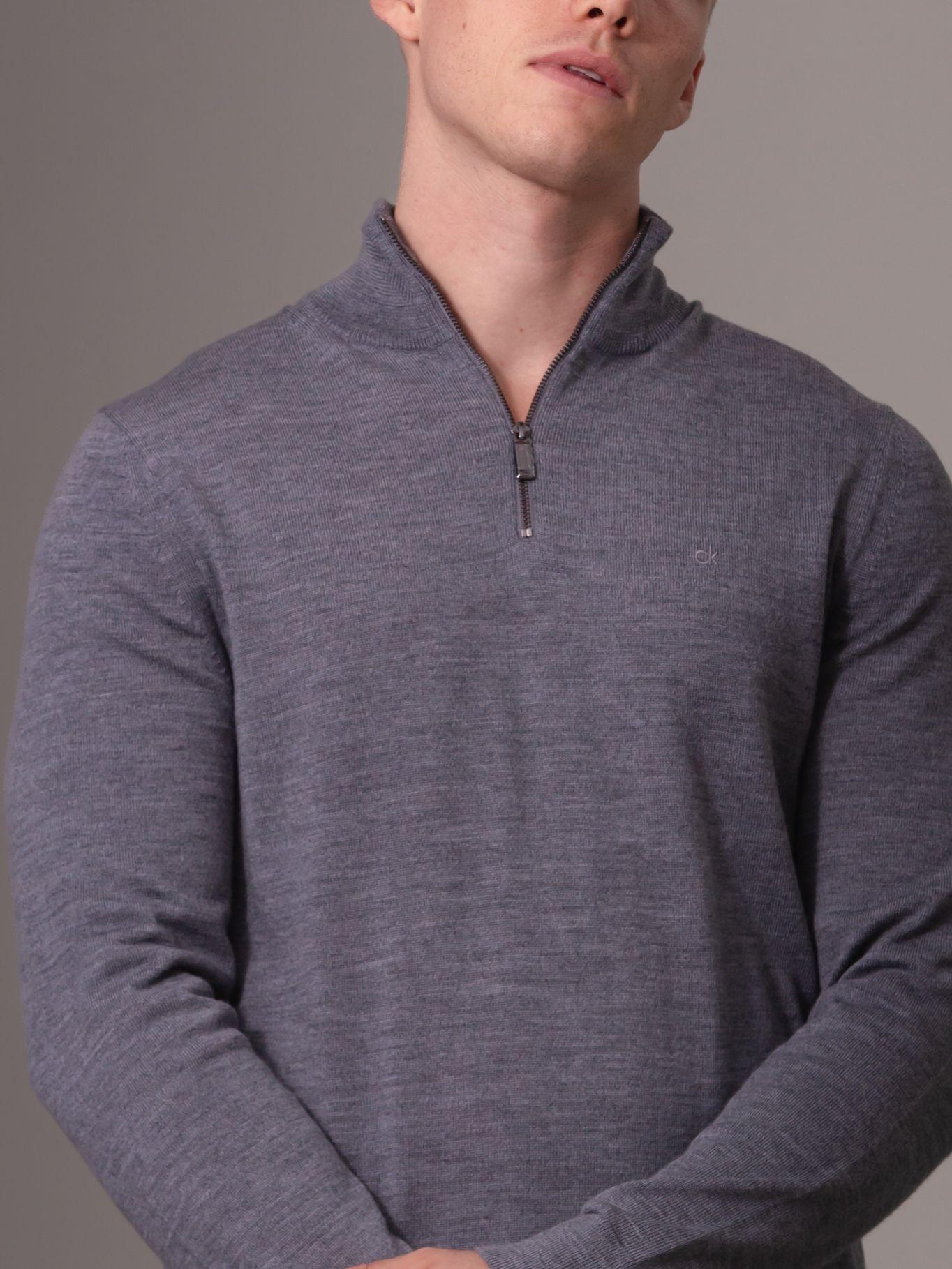 Sweater Merino Rws Quarter Zip Gris Calvin Klein-4