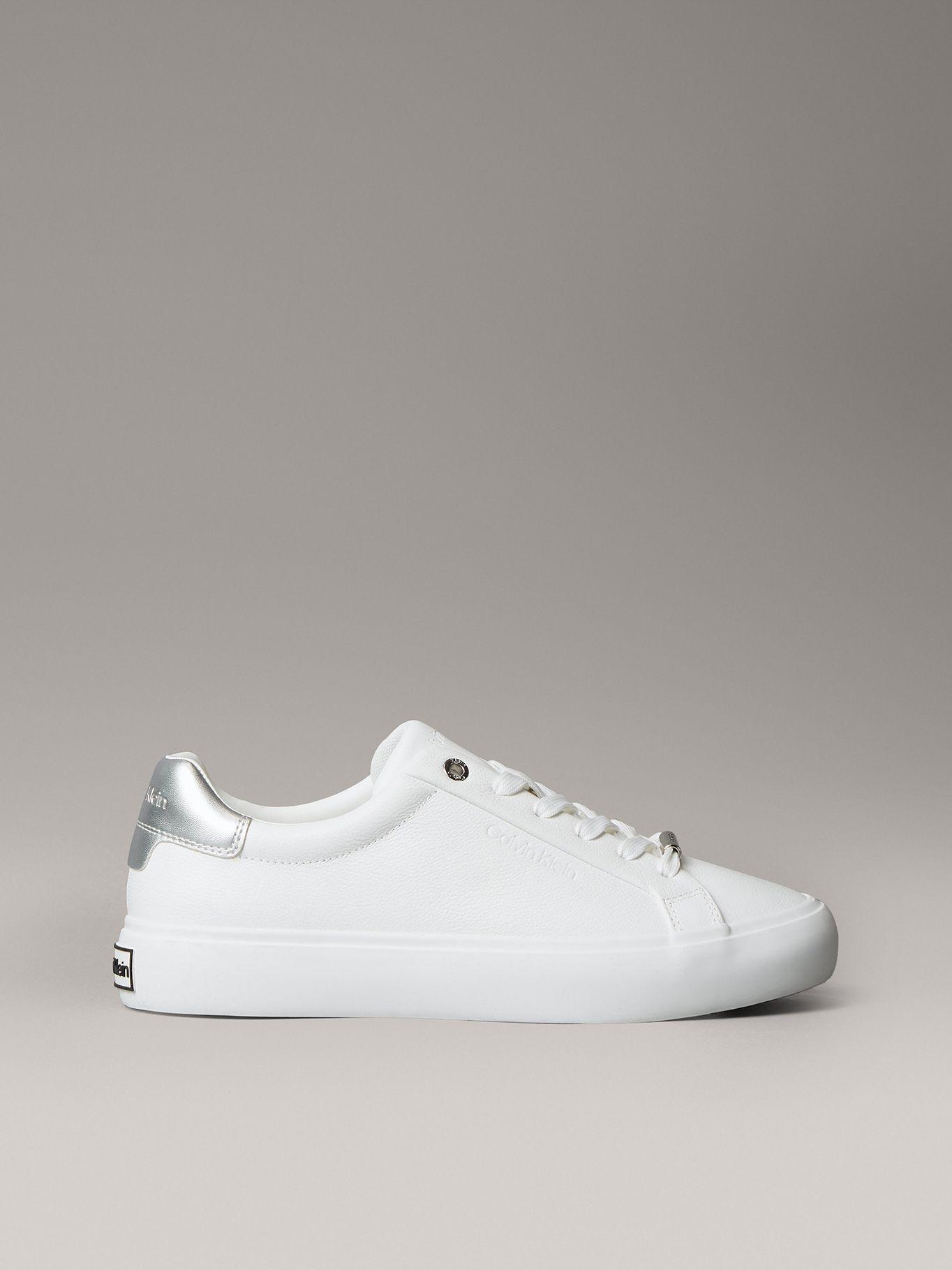 Zapatilla Cuero y Detalle Metálico Blanco Calvin Klein-4