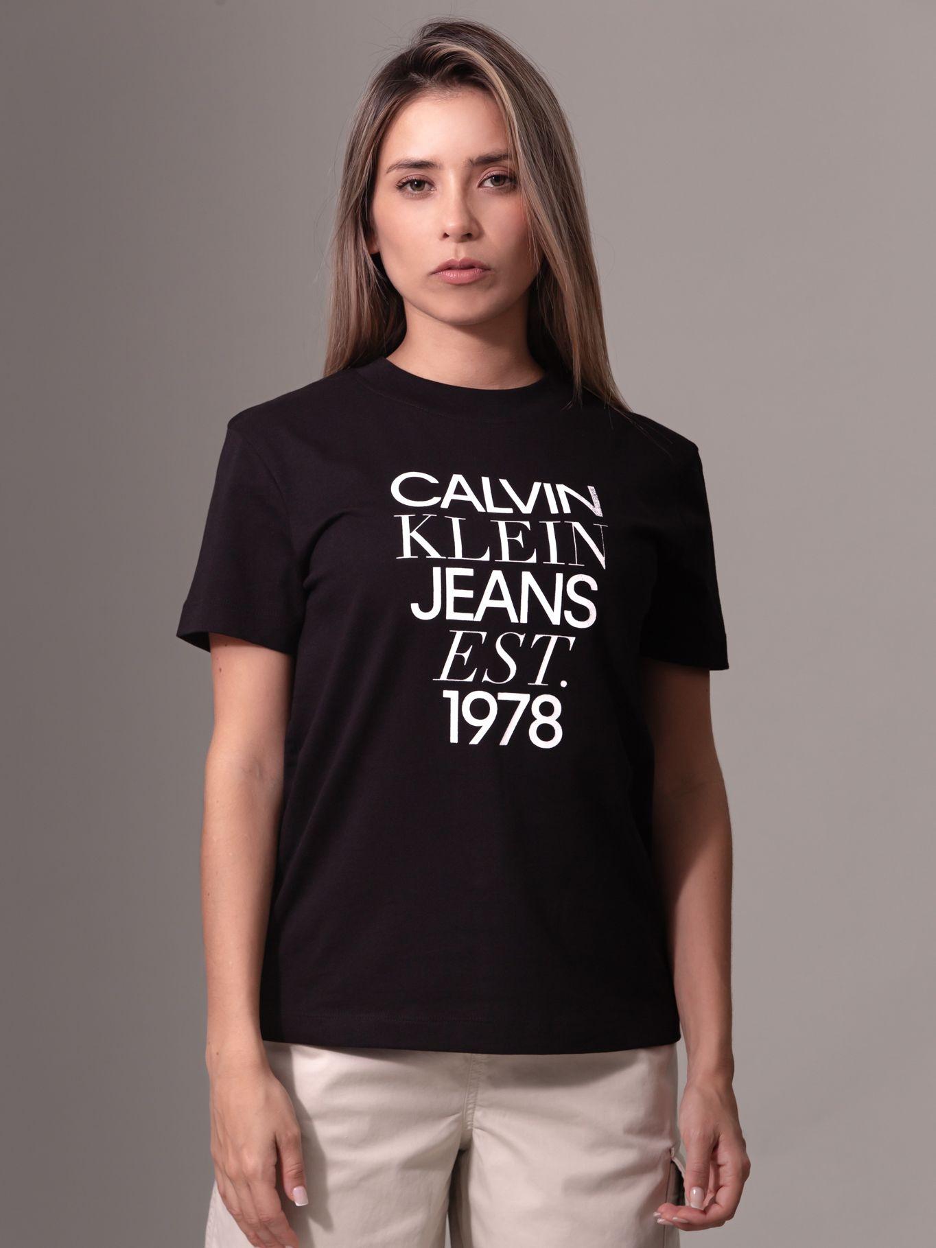 Polera Mixed Logo Regular Negro Calvin Klein-0