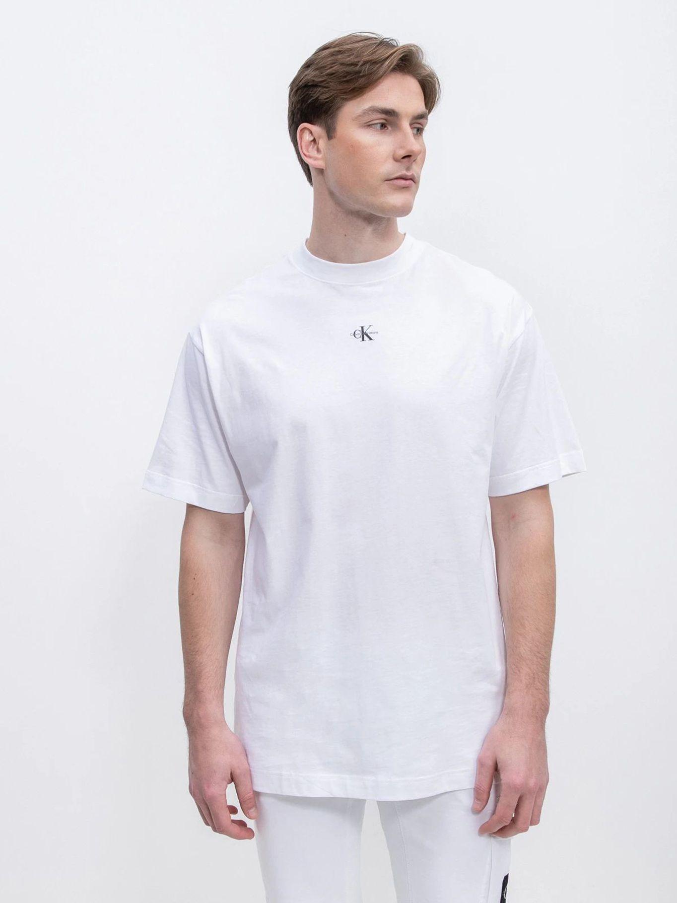 Camiseta con cuello redondo y logotipo Blanco Calvin Klein-0