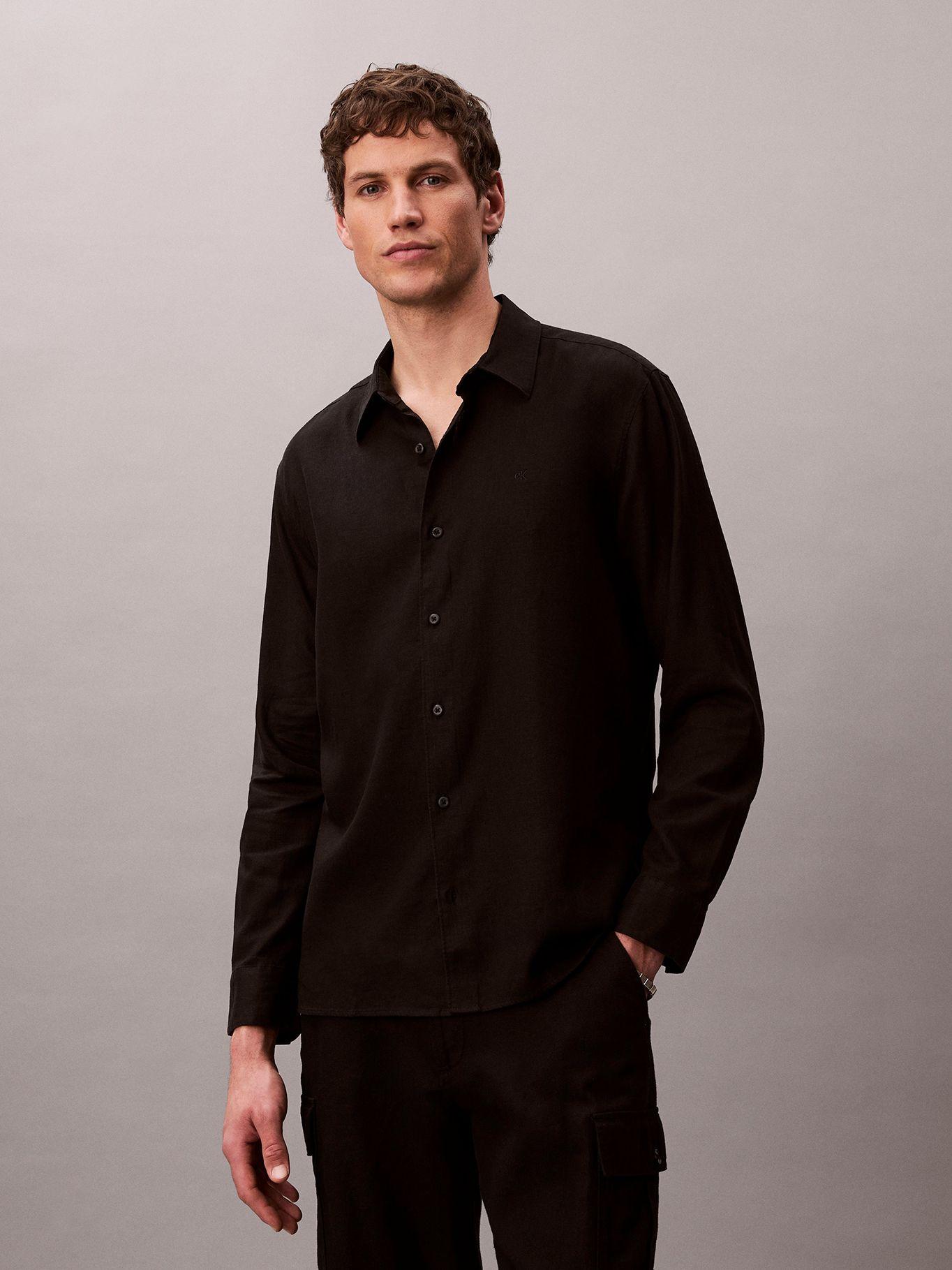 Camisa Easy Fit de Lino Negro Calvin Klein-0