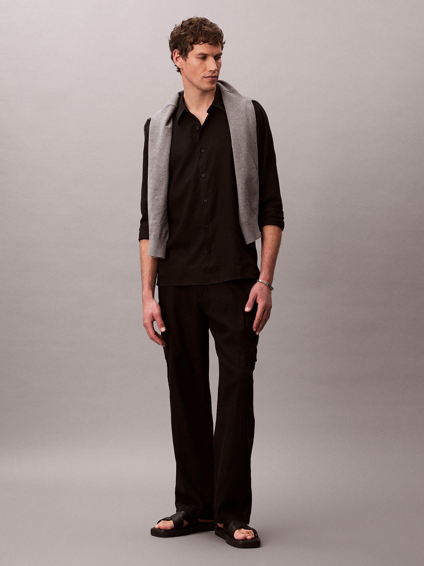 Camisa Easy Fit de Lino Negro Calvin Klein-1