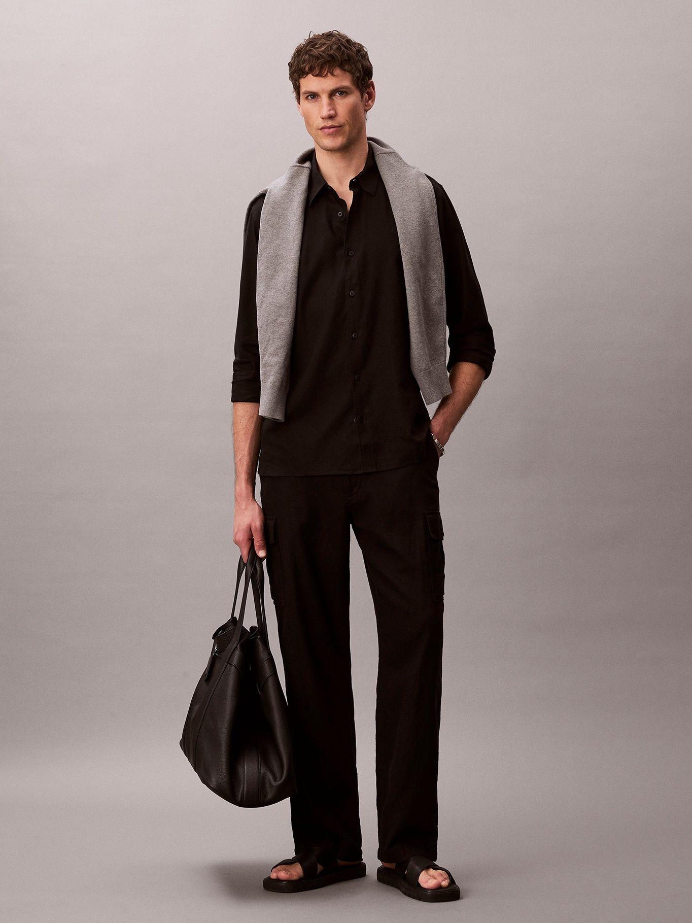 Camisa Easy Fit de Lino Negro Calvin Klein-3