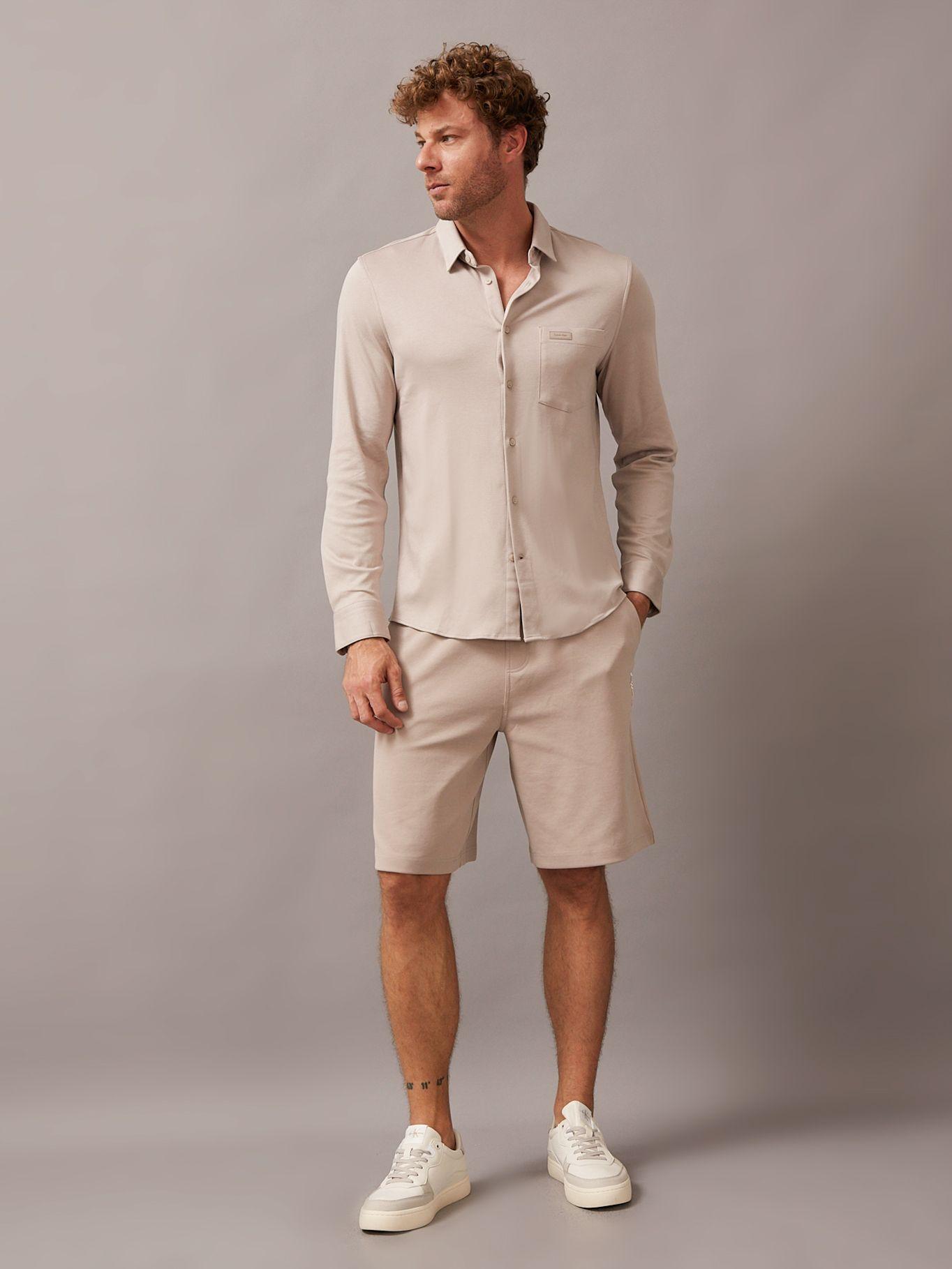 Camisa Smooth Cotton Pocket Slim Beige Calvin Klein-1