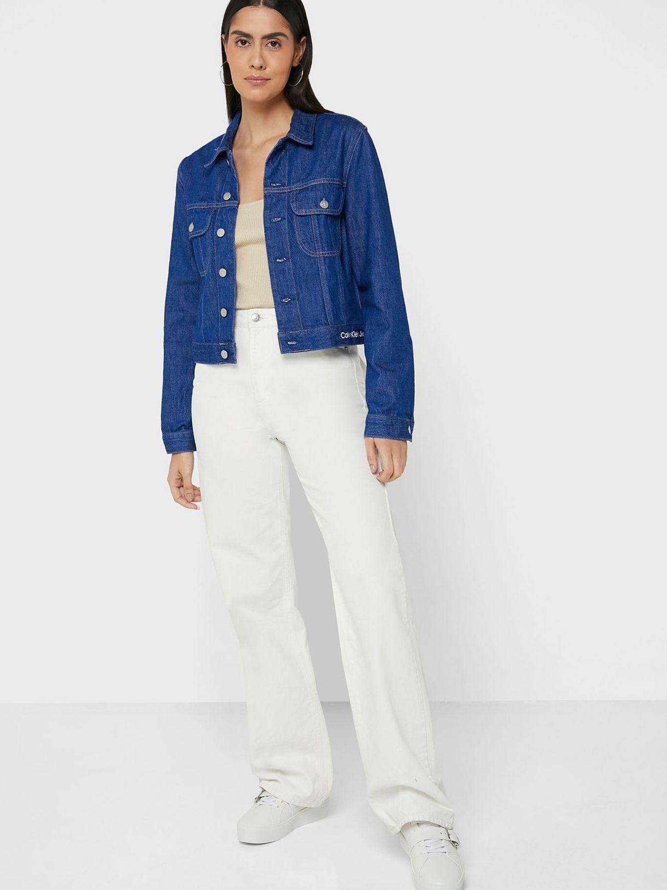 Chaqueta denim cropped Azul Calvin Klein-1