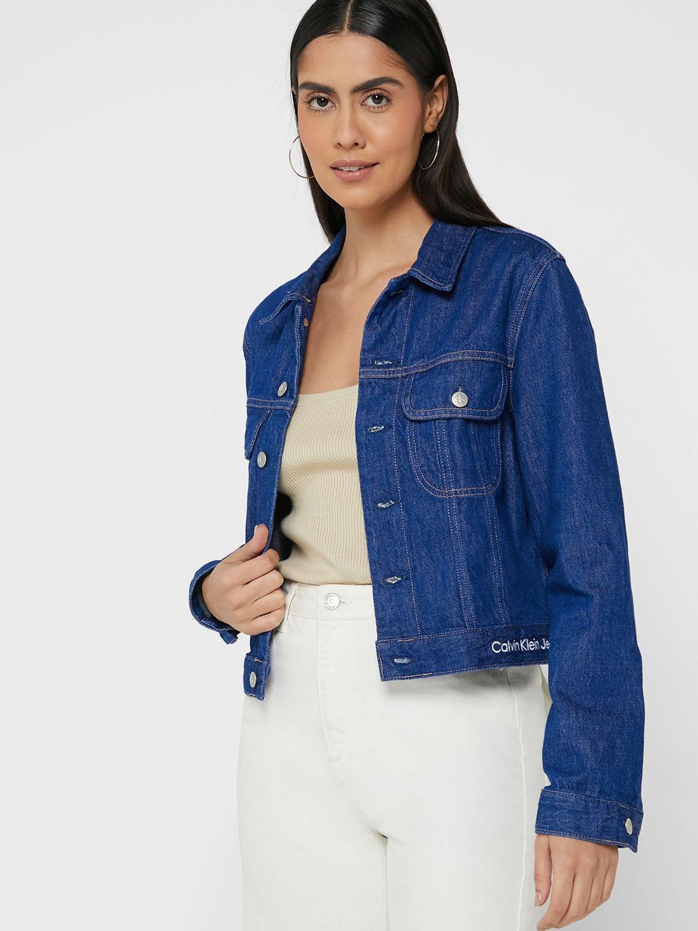 Chaqueta denim cropped Azul Calvin Klein-0