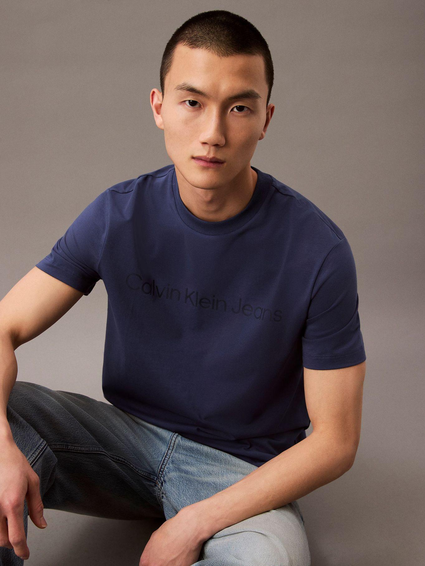 Polera Regular con Logotipo Azul Calvin Klein-4