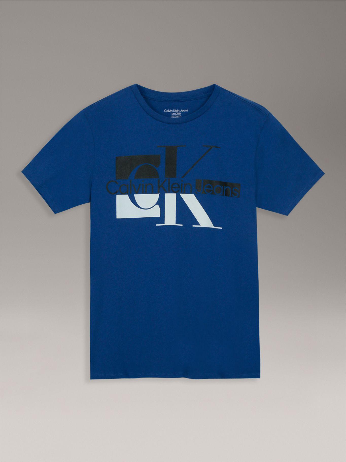 Polera Niño De Manga Corta Monograma Azul Calvin Klein-0