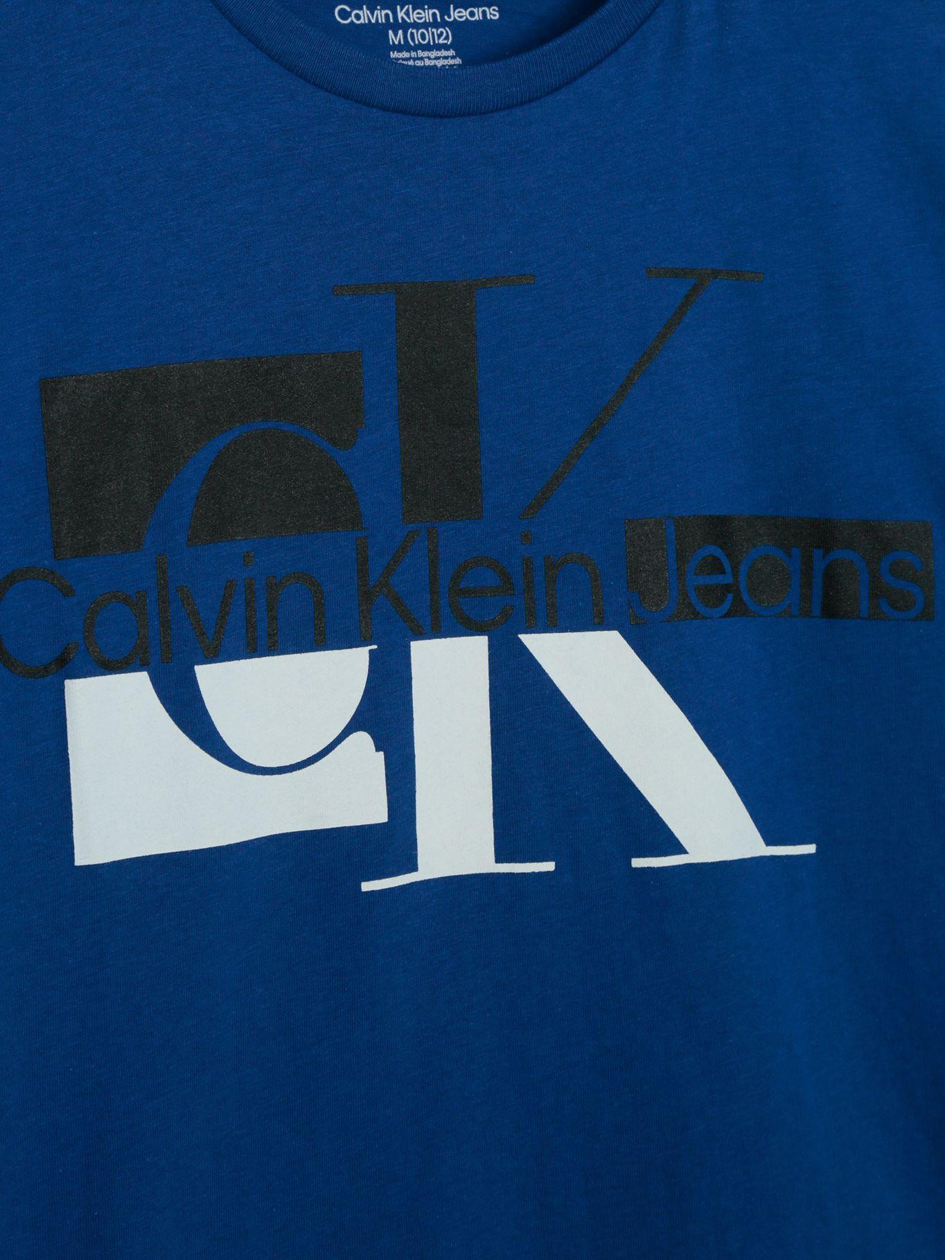 Polera Niño De Manga Corta Monograma Azul Calvin Klein-2