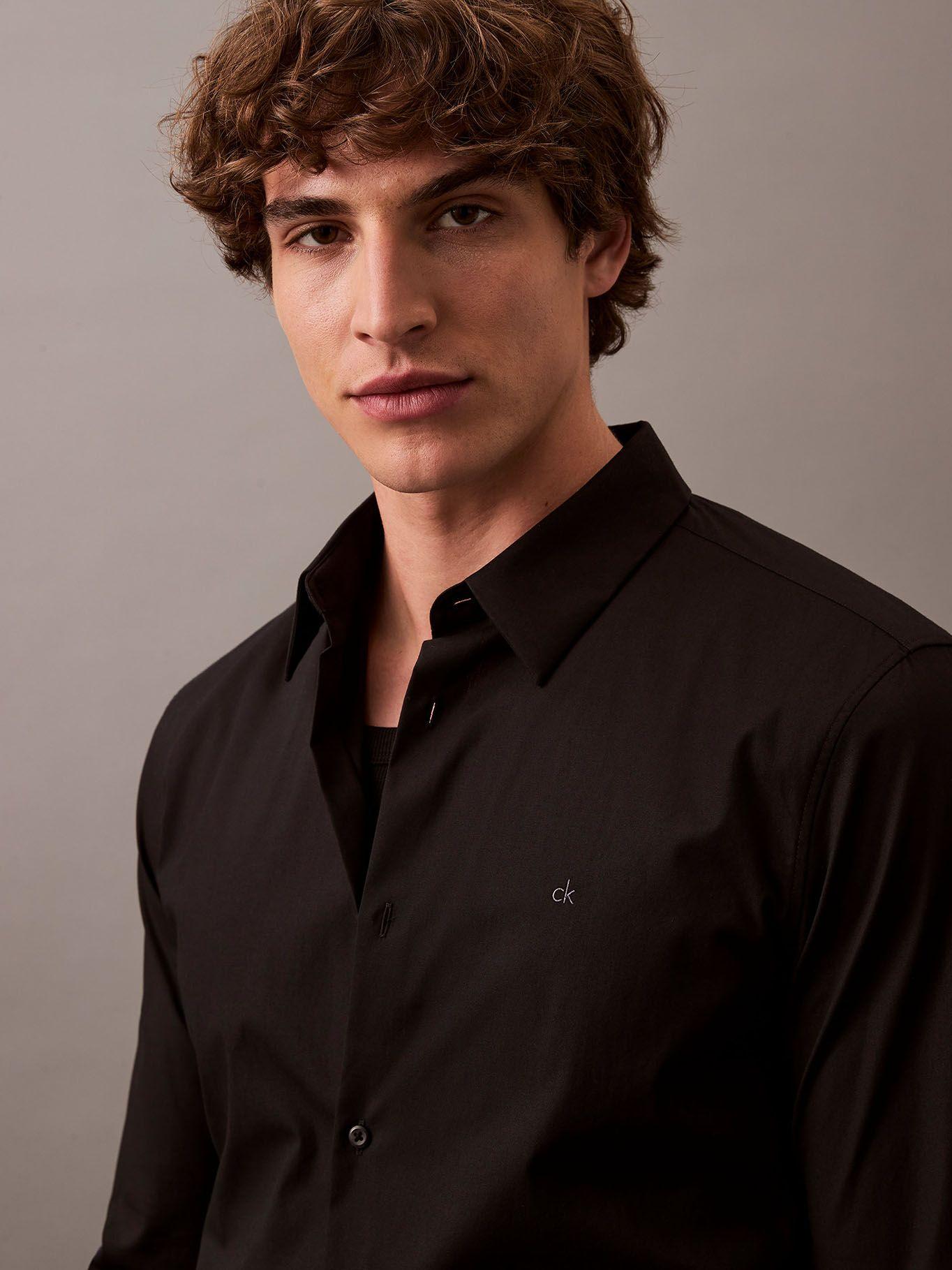 Camisa Slim Fit Elástica Negro Calvin Klein-3