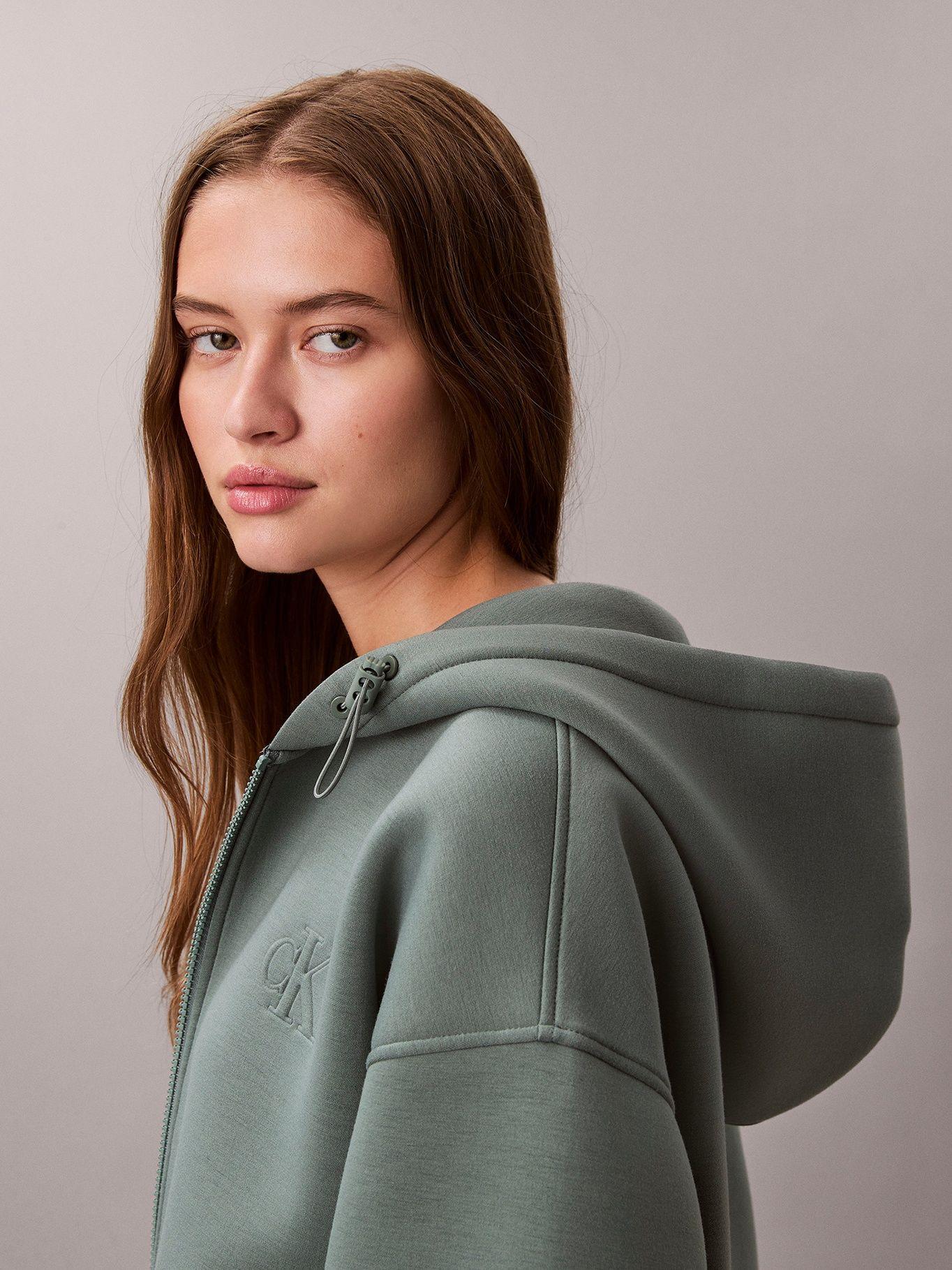 Polerón Cropped Oversized con Gorro Verde Calvin Klein-5