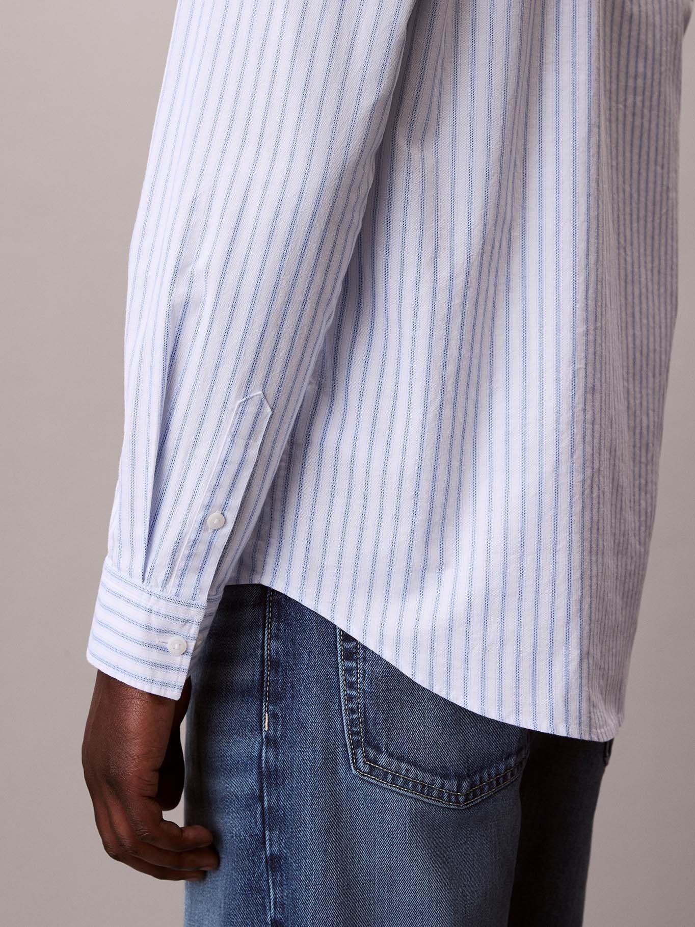 Camisa Oxford Rayas con Bolsillo Celeste Calvin Klein-5