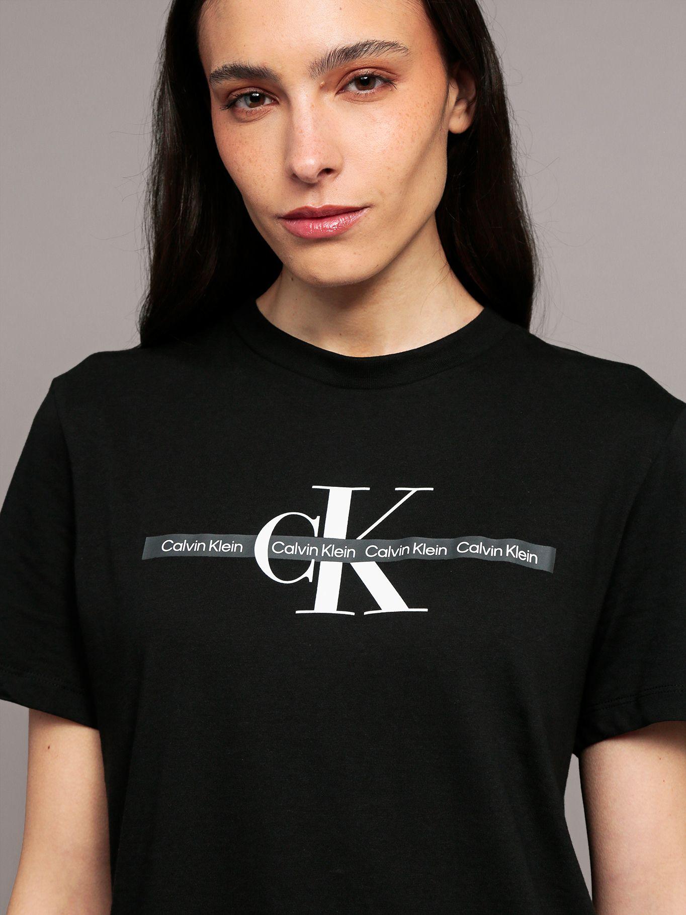 Polera classic con logo tape Negro Calvin Klein-4