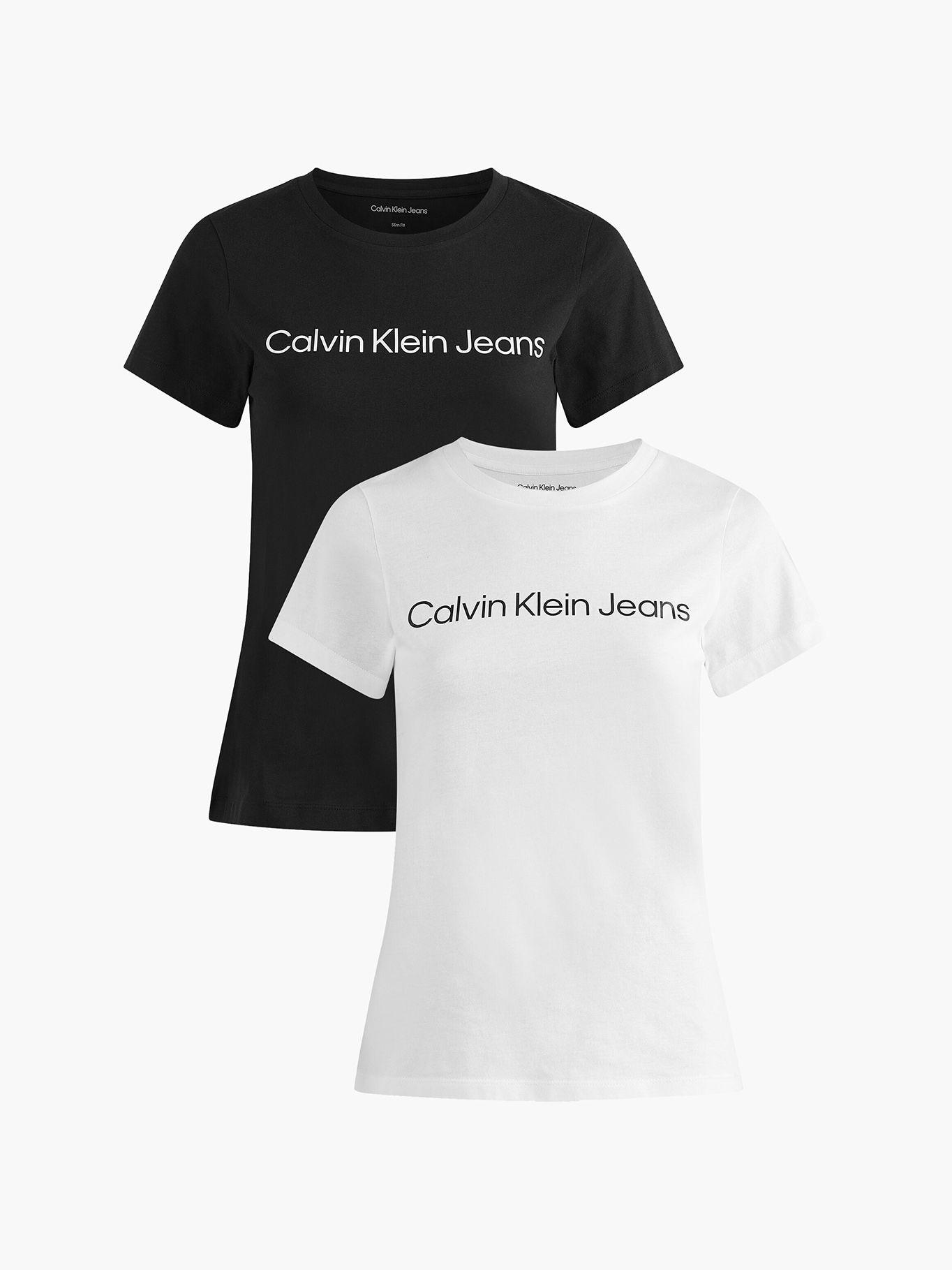 Pack 2 Poleras Institutional Logo Negro/Blanco Calvin Klein-0