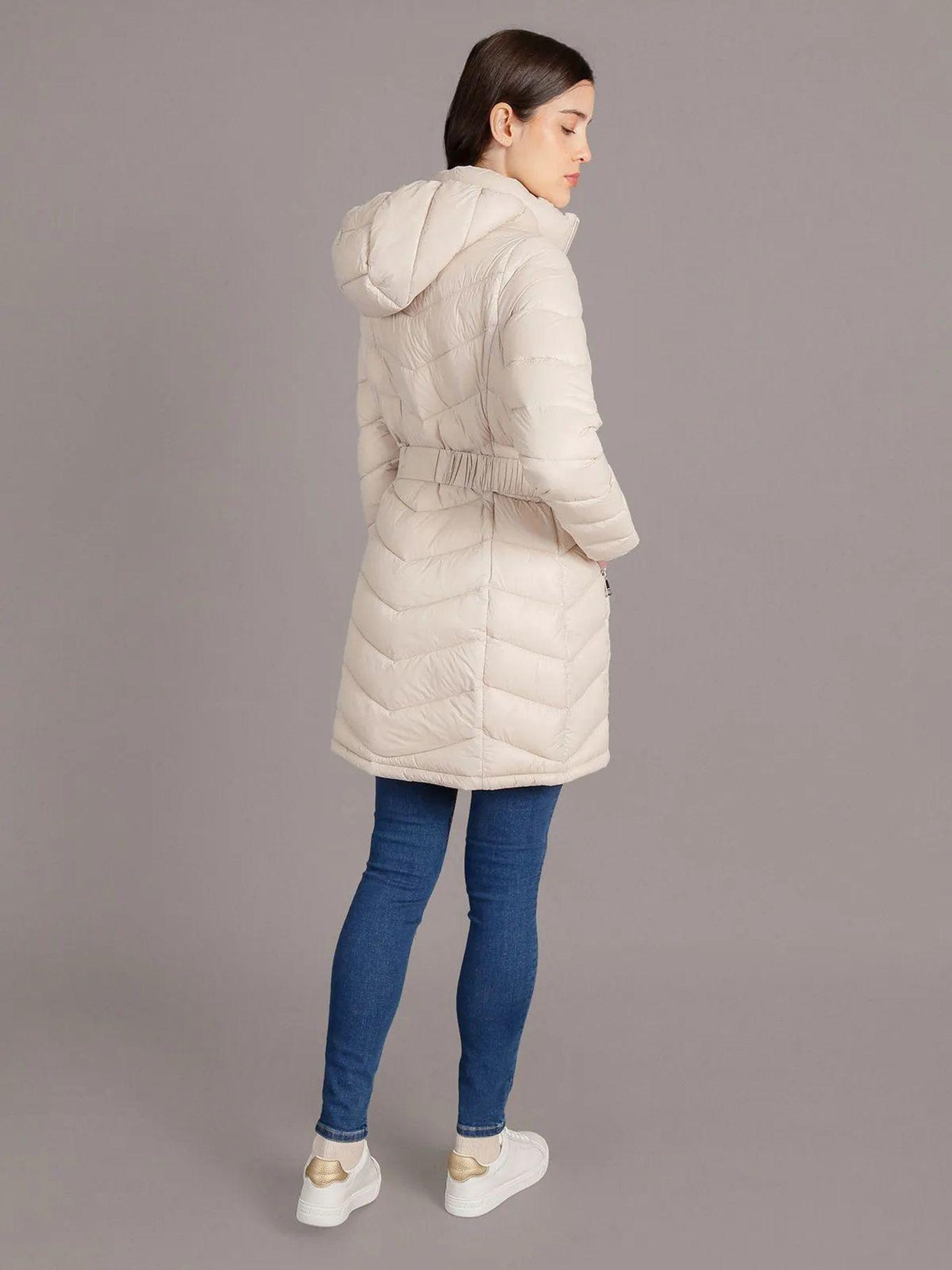 Parka Larga Puffer con Gorro Crema Calvin Klein-2