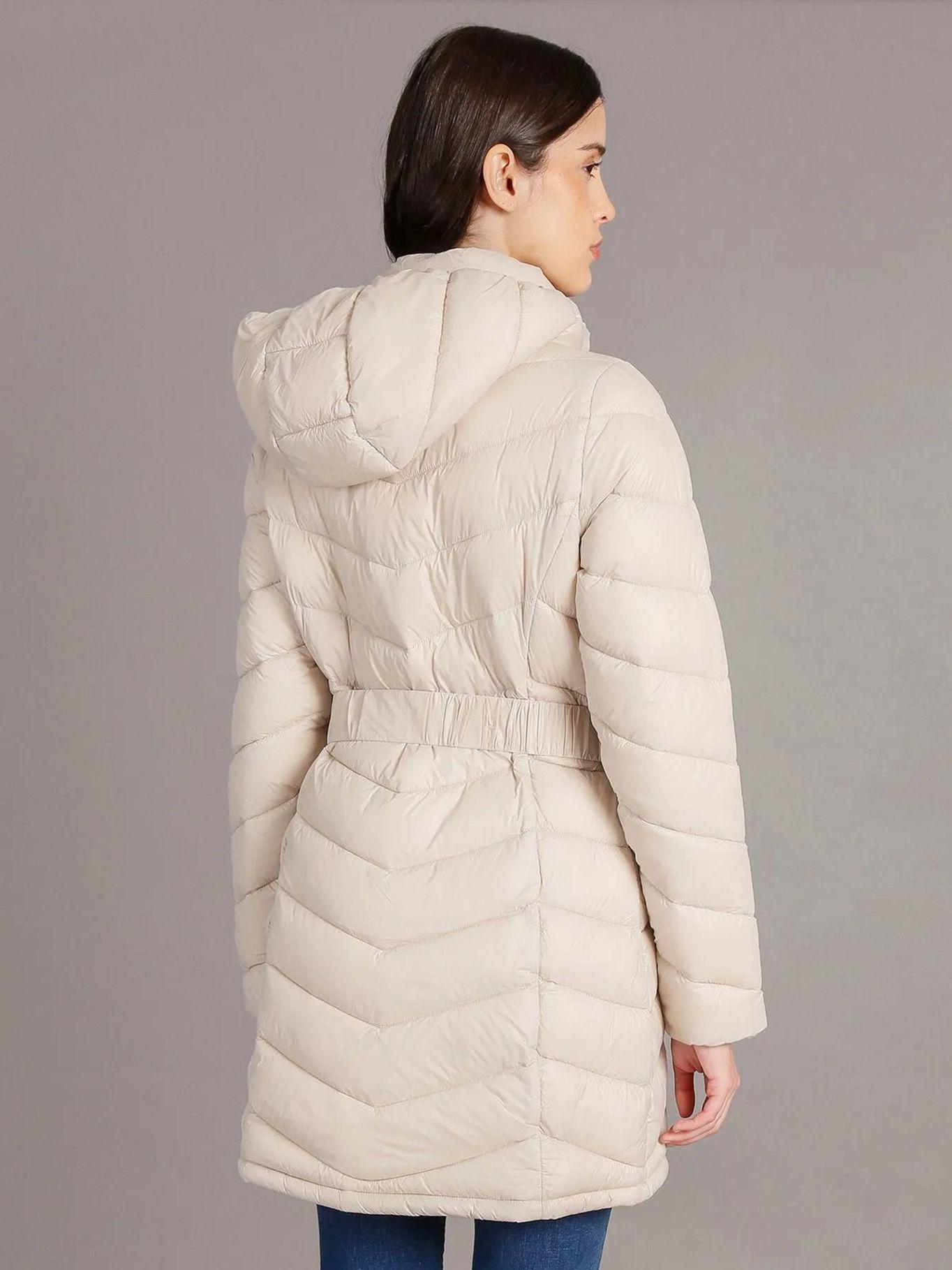 Parka Larga Puffer con Gorro Crema Calvin Klein-3