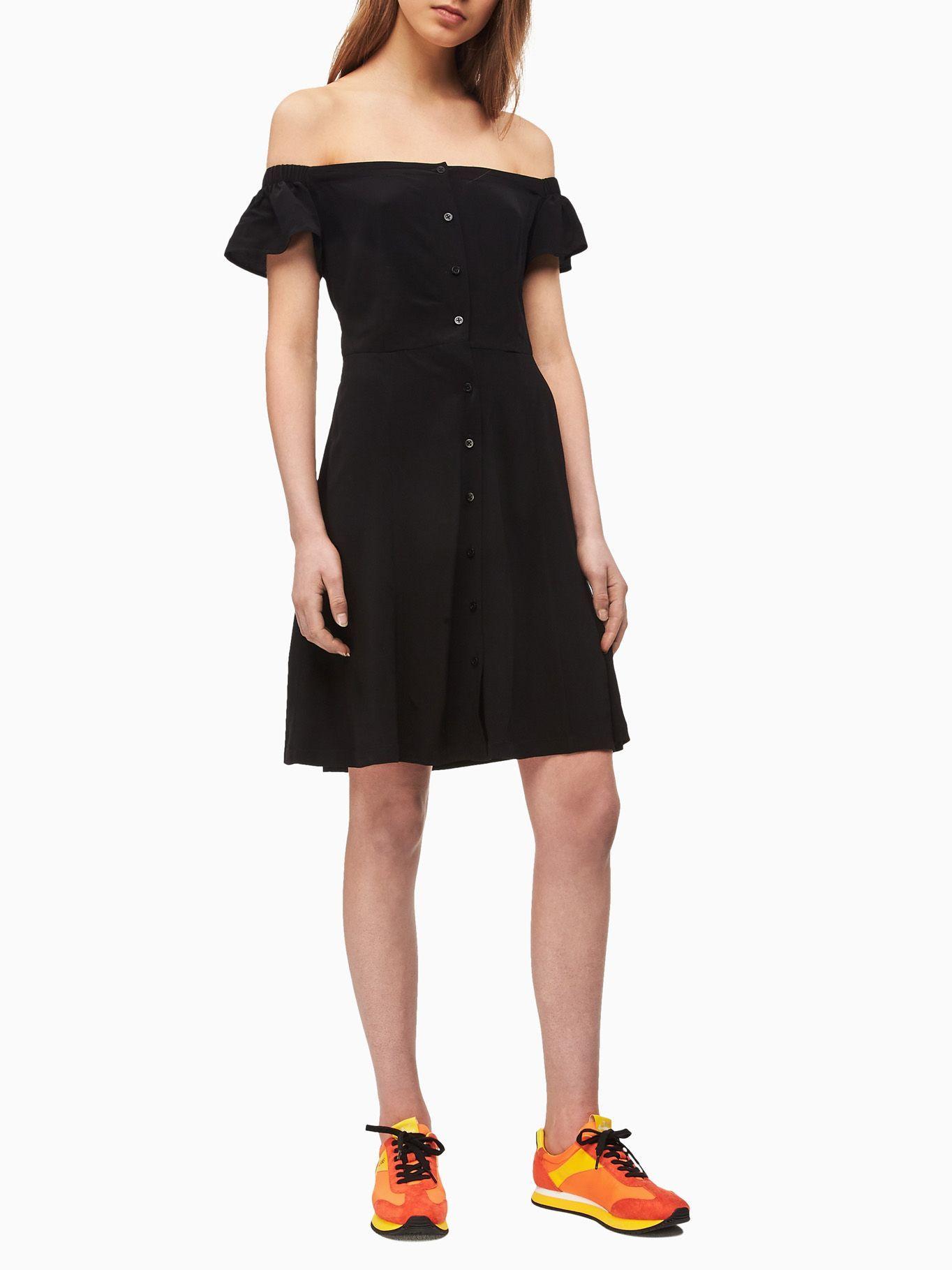 Vestido Bardot Flared Dress Negro Calvin Klein-0