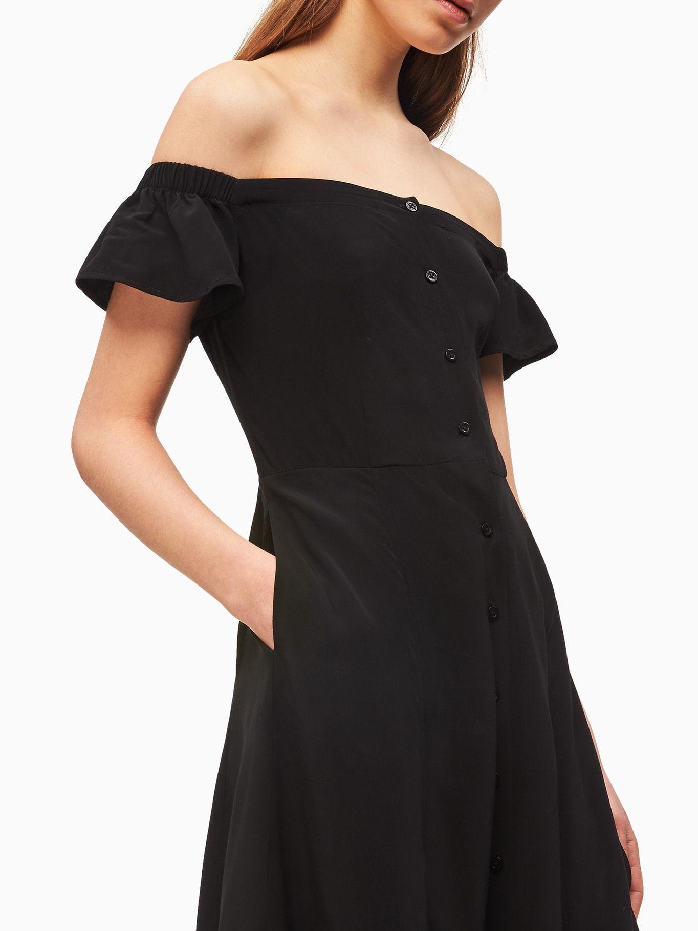 Vestido Bardot Flared Dress Negro Calvin Klein-2