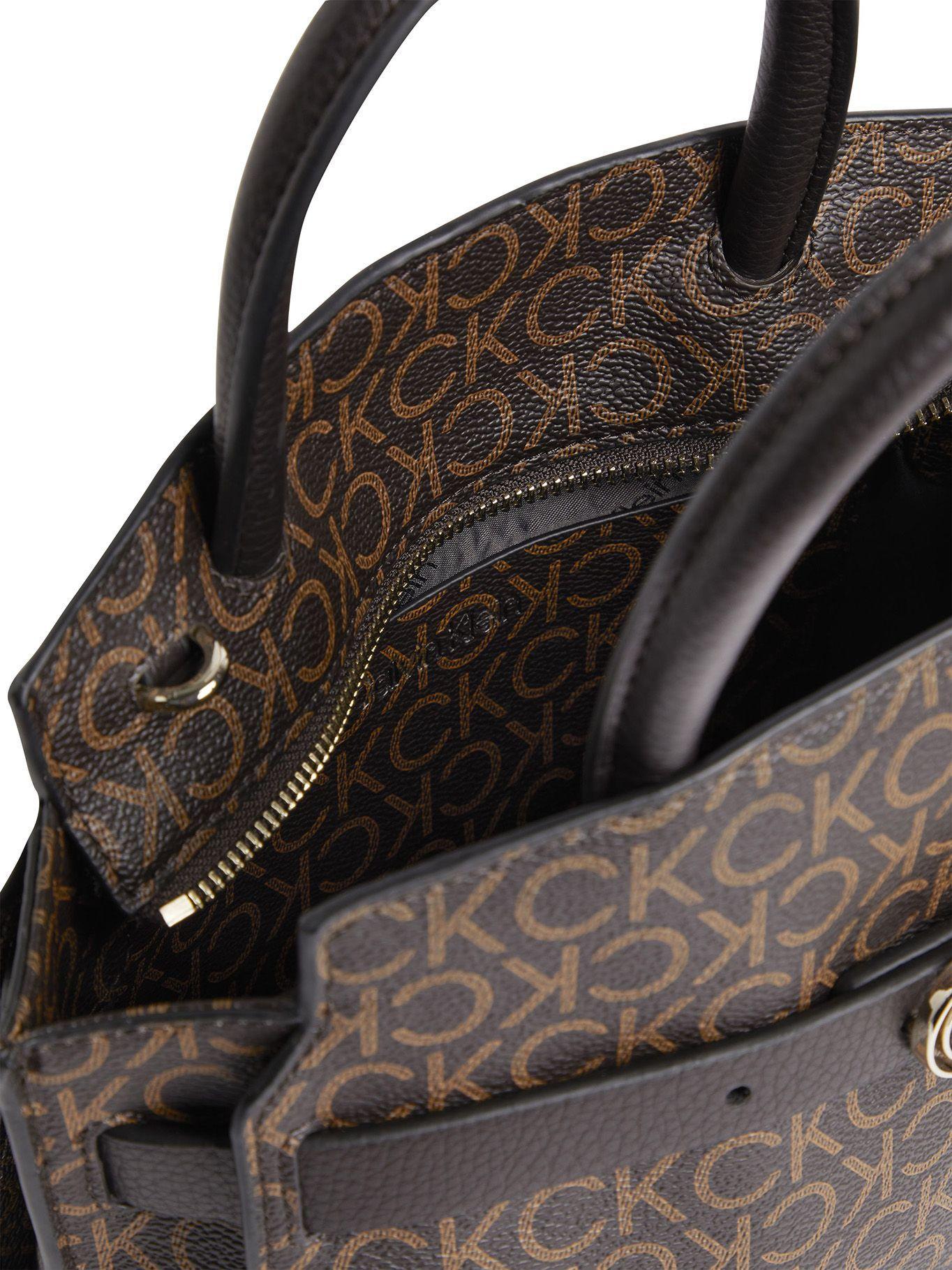 Cartera Satchel Re-Lock Sm Café Calvin Klein-2