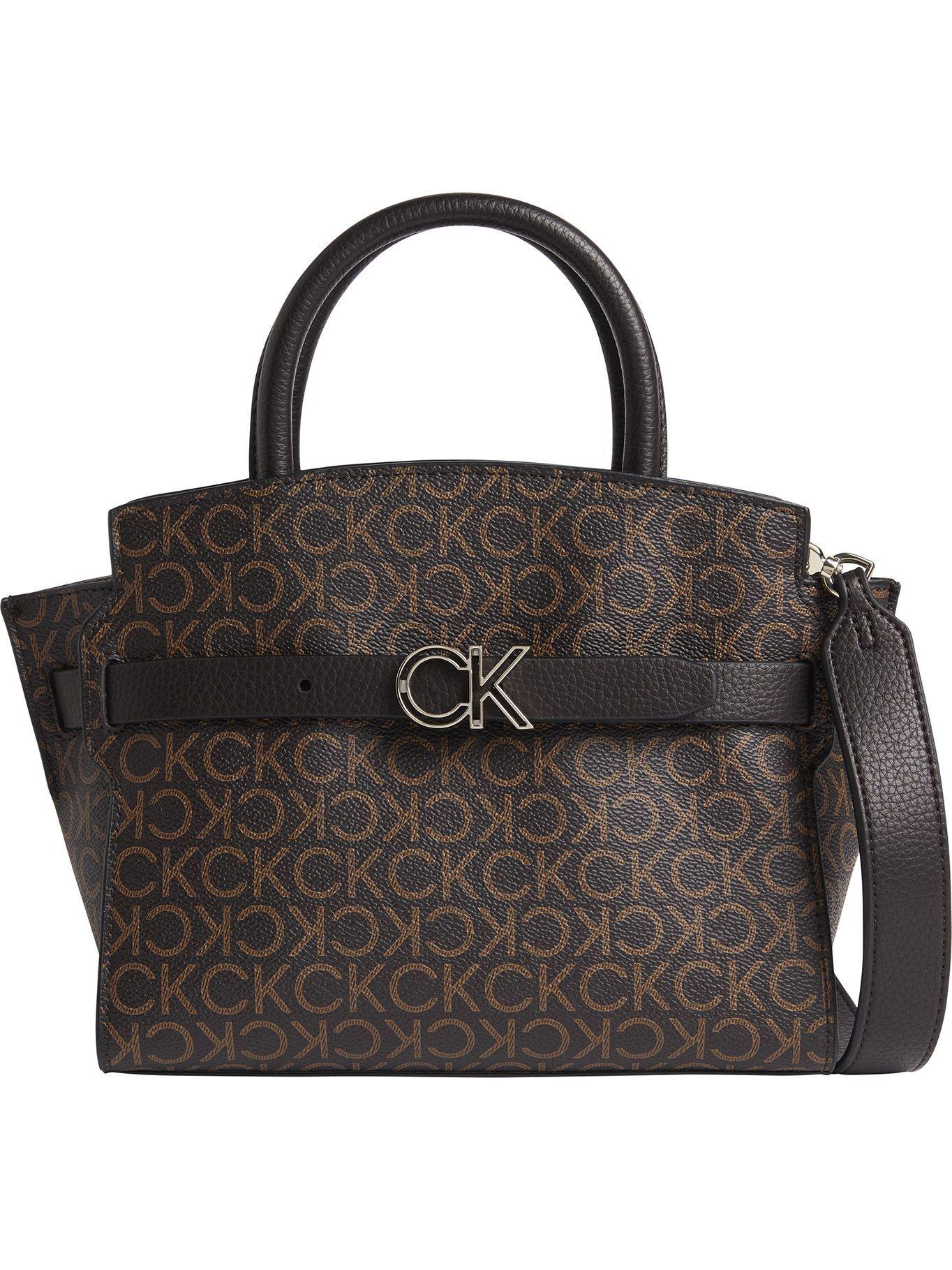 Cartera Satchel Re-Lock Sm Café Calvin Klein-0