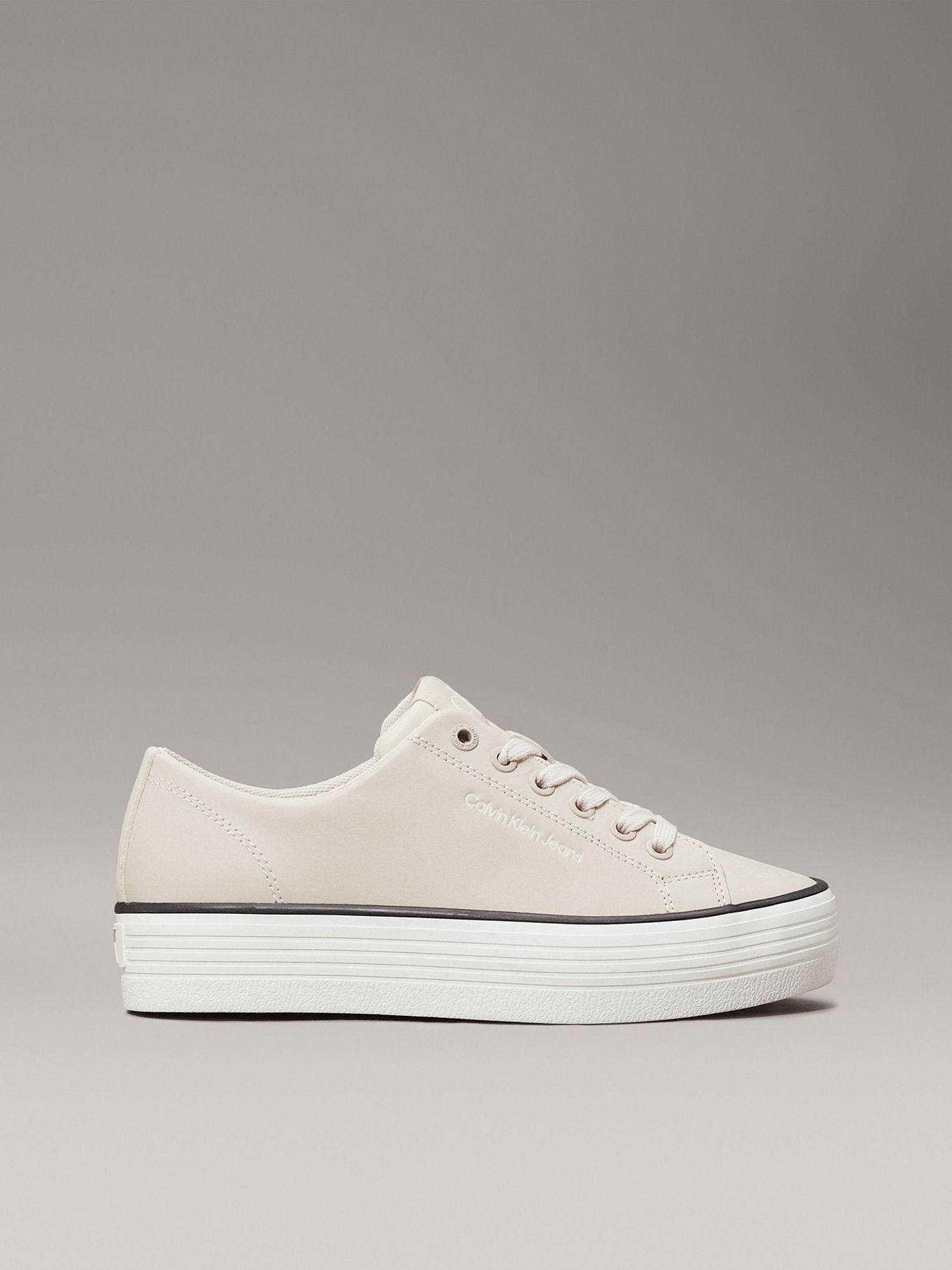Zapatillas de plataforma de cuero Beige Calvin Klein-4