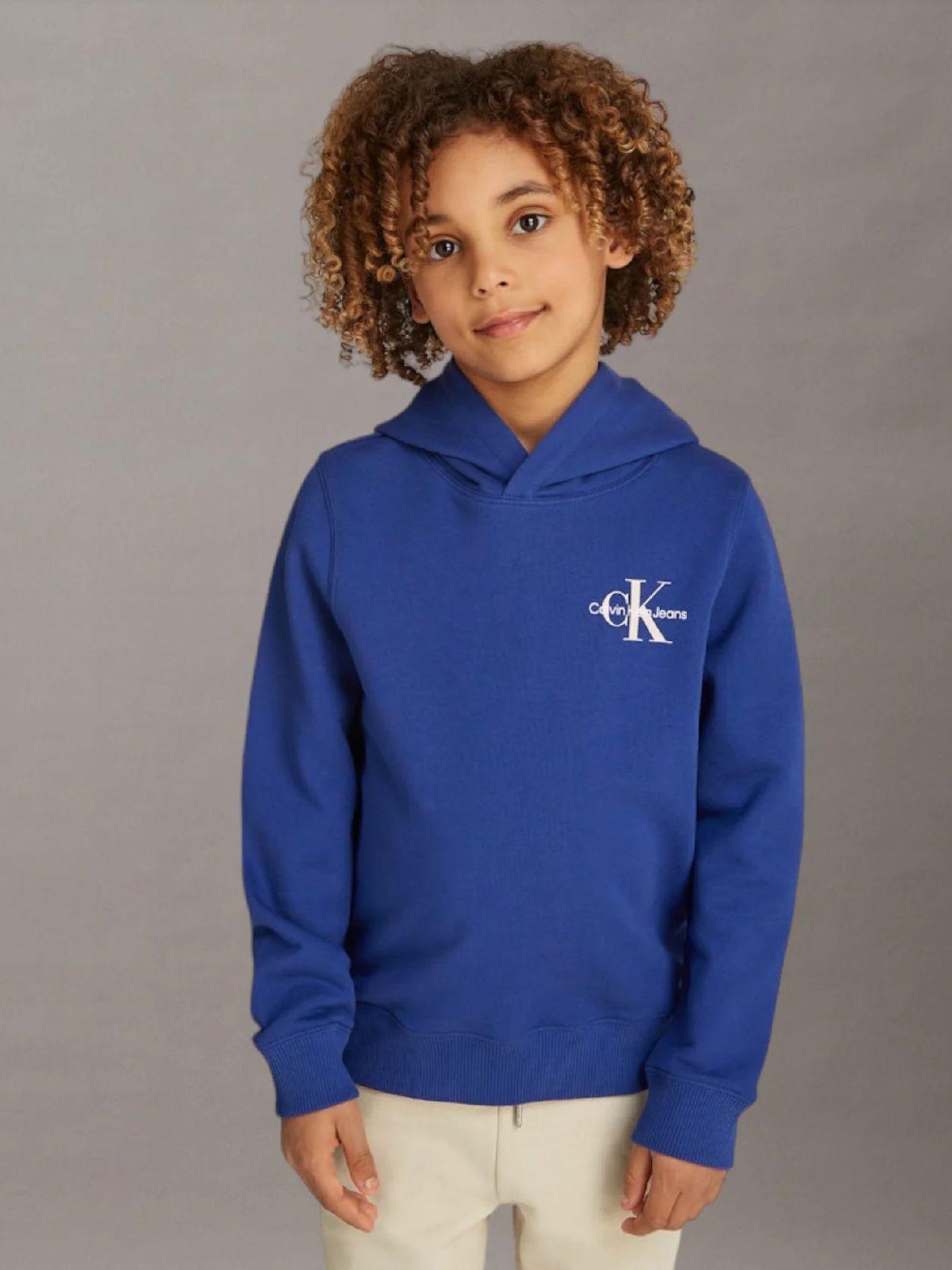 Poleron con Gorro Niño Small Monogram Azul Calvin Klein-0