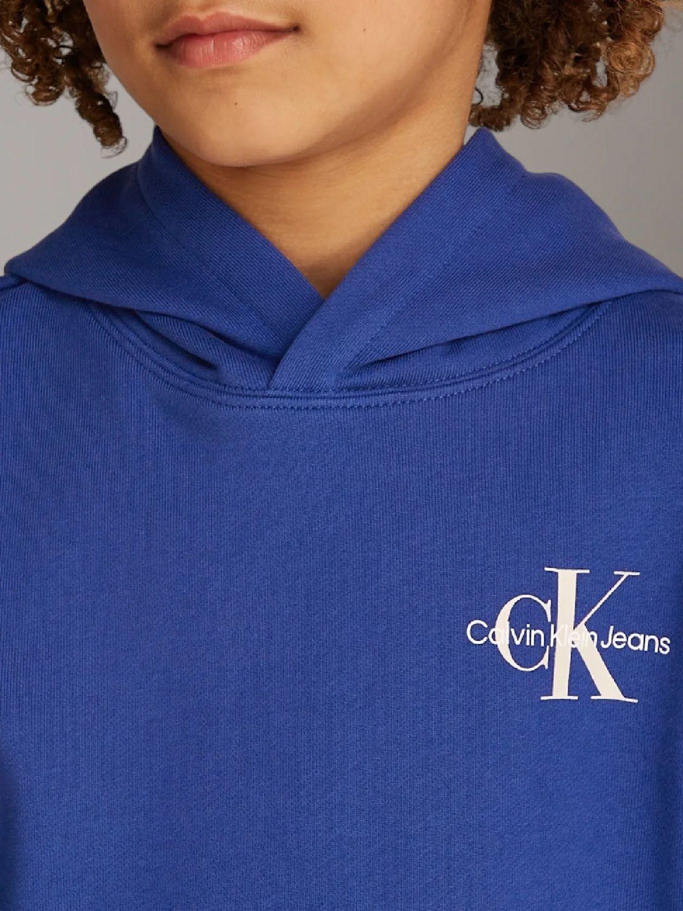 Poleron con Gorro Niño Small Monogram Azul Calvin Klein-2