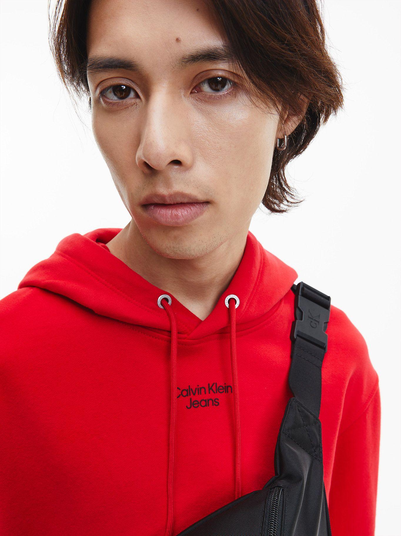 Hoodie Stacked Logo Rojo Calvin Klein-3