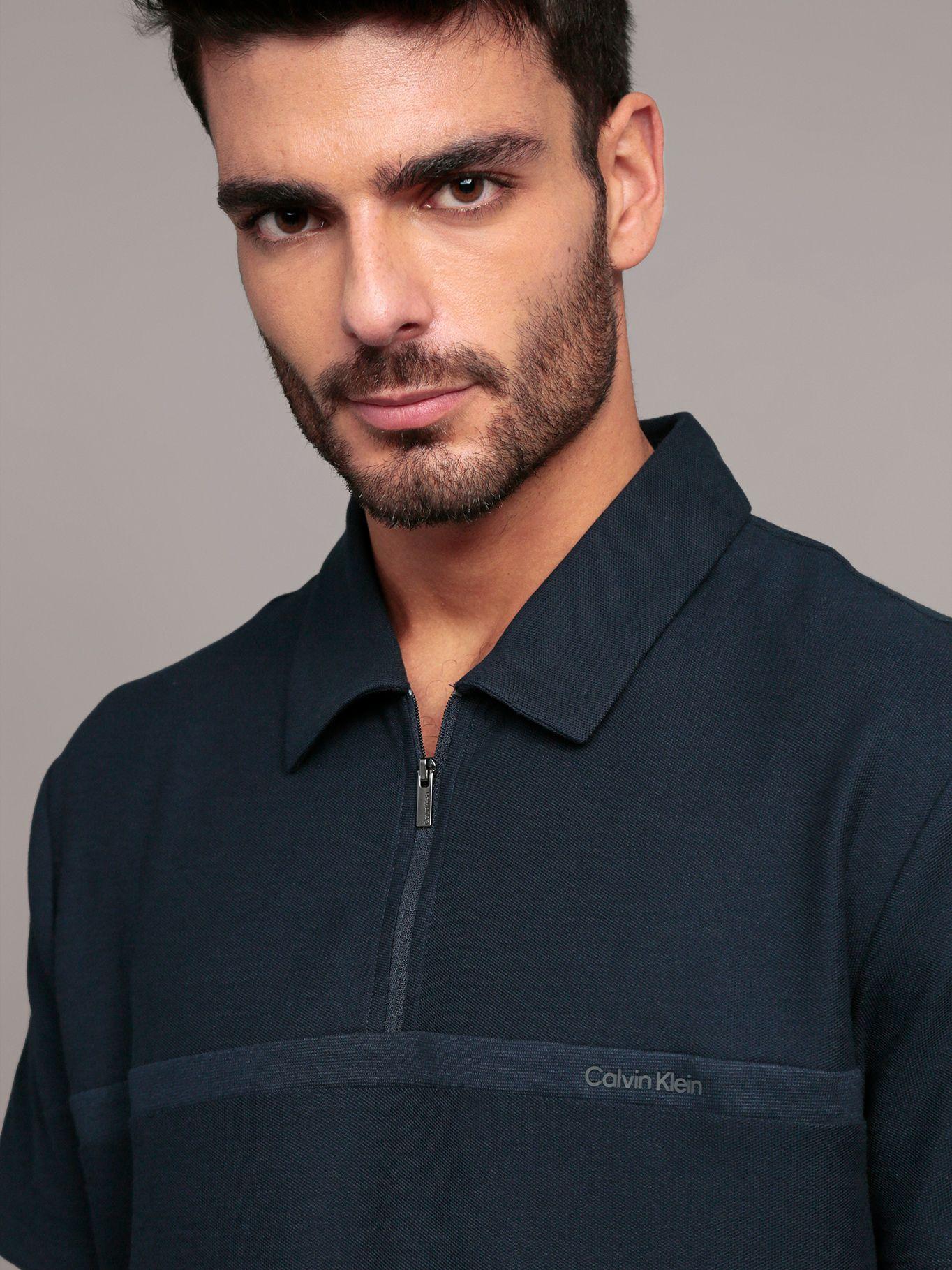 Polo manga corta con cremallera Azul Calvin Klein-4
