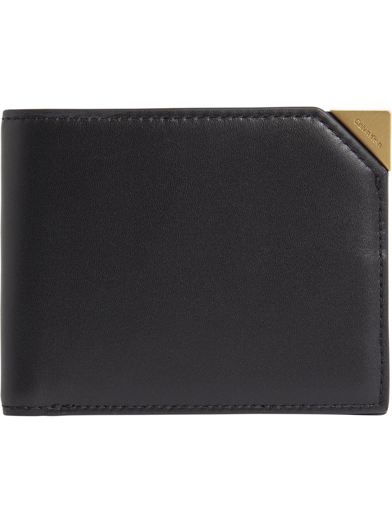 Billetera de dos pliegues con placa de metal Negro Calvin Klein-0
