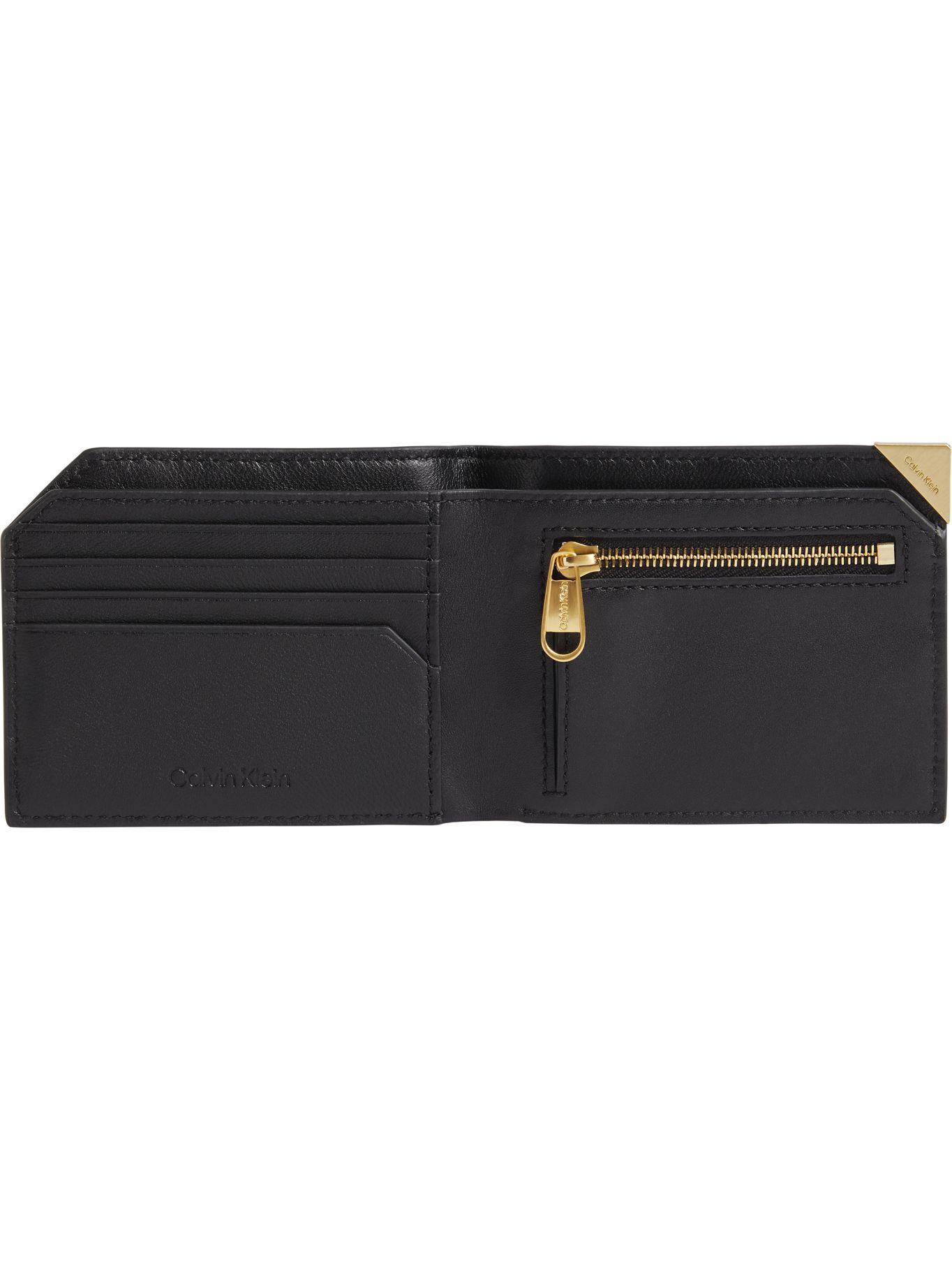 Billetera de dos pliegues con placa de metal Negro Calvin Klein-1