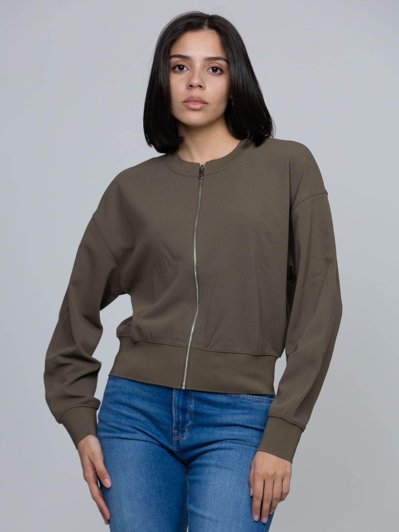 Blusa Crepé Elástico Con Cremallera Verde Calvin Klein-0