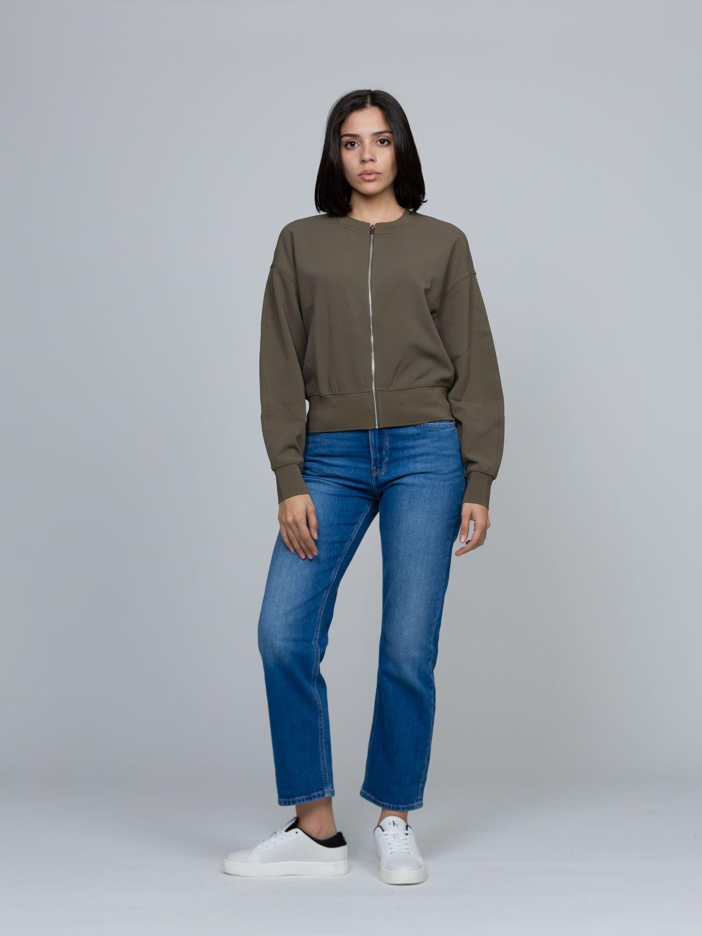 Blusa Crepé Elástico Con Cremallera Verde Calvin Klein-1