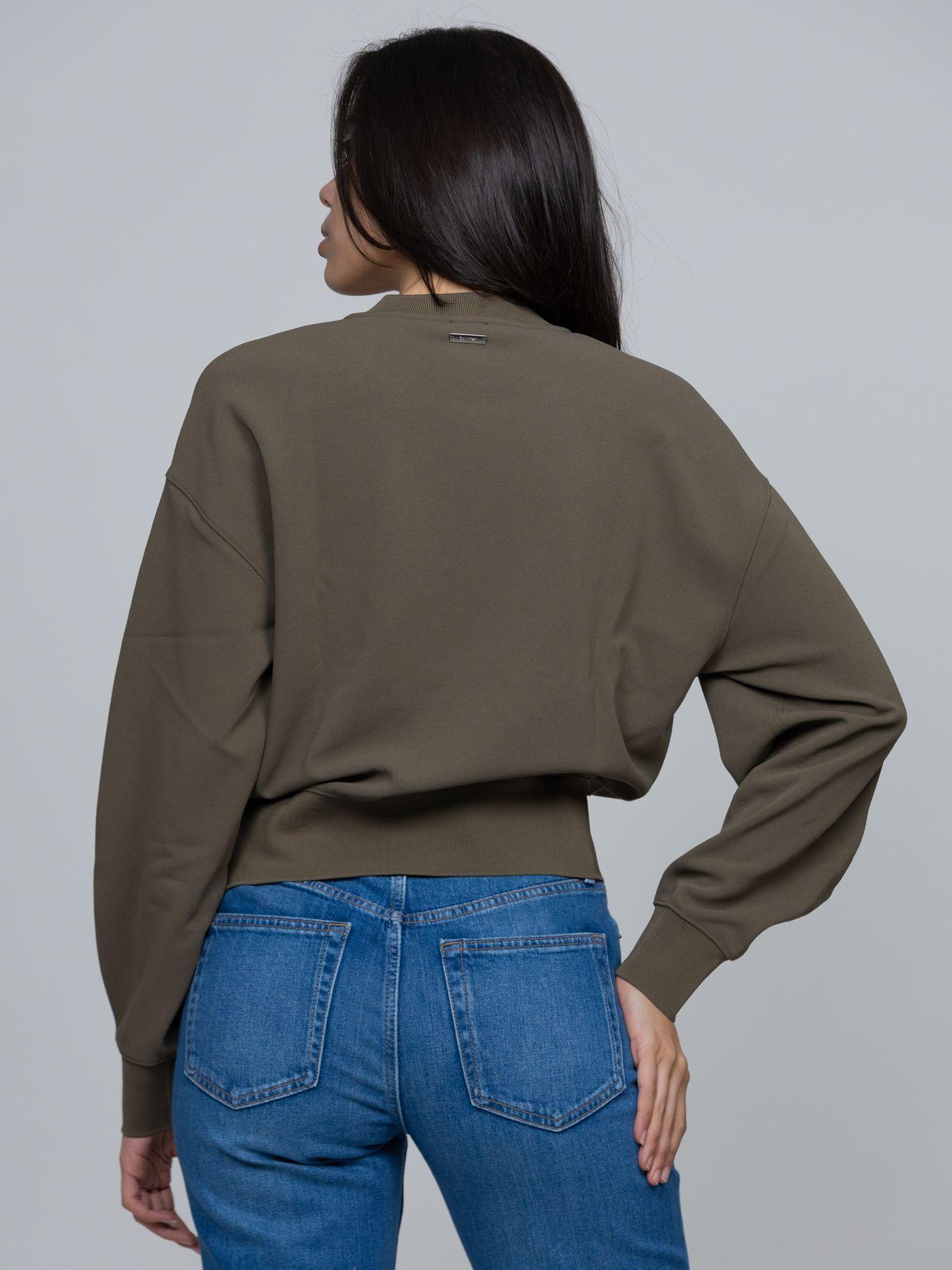 Blusa Crepé Elástico Con Cremallera Verde Calvin Klein-3