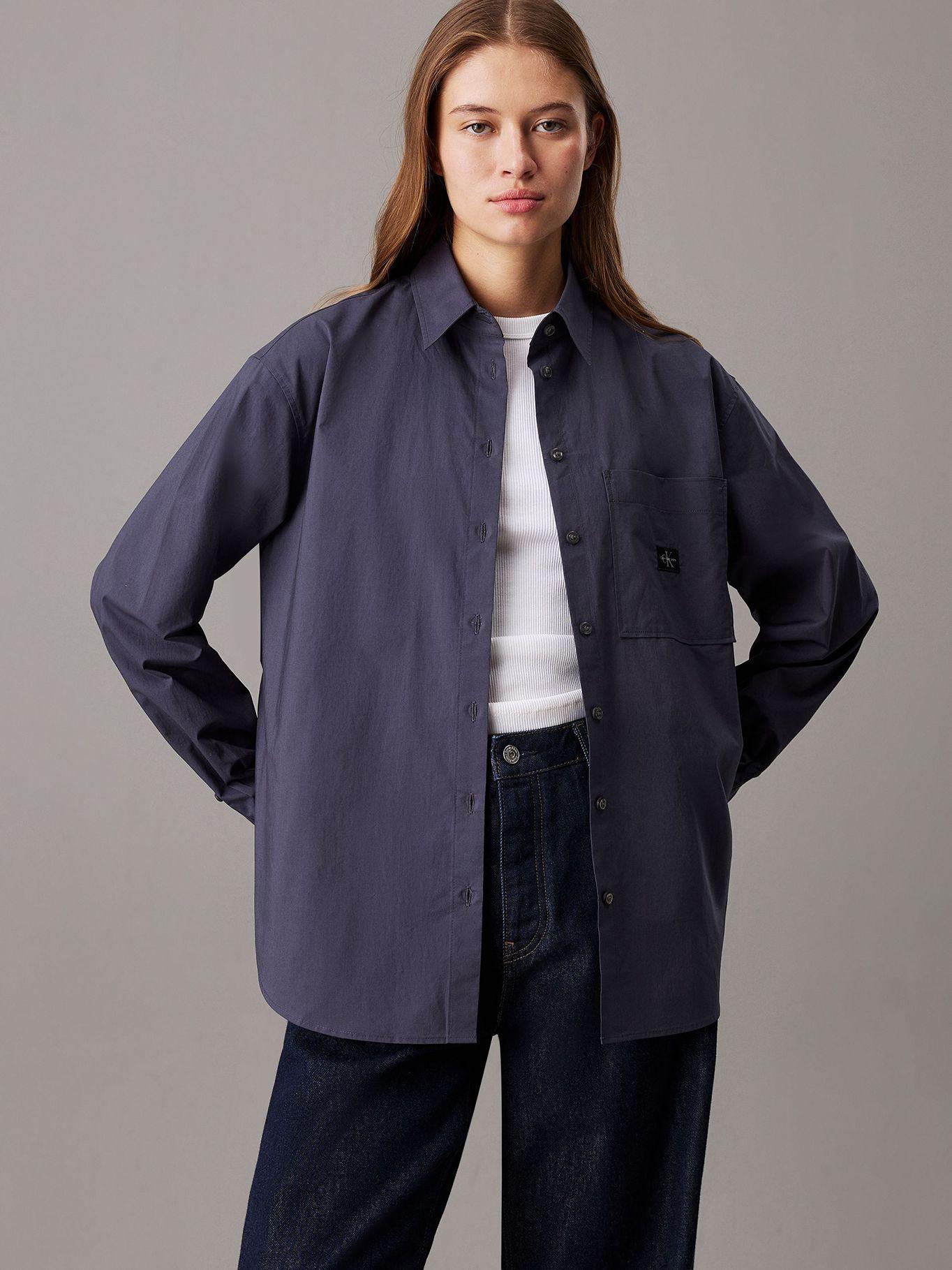 Camisa holgada de popelín de algodón Azul Calvin Klein-0