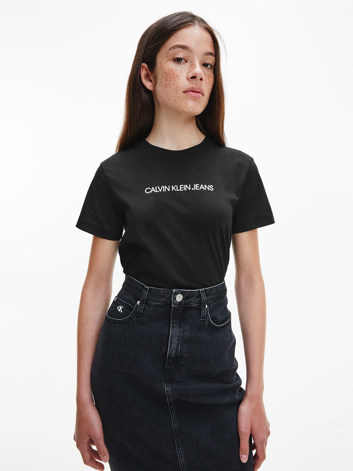 Polera Shrunken Institut Negro Calvin Klein Mujer-0