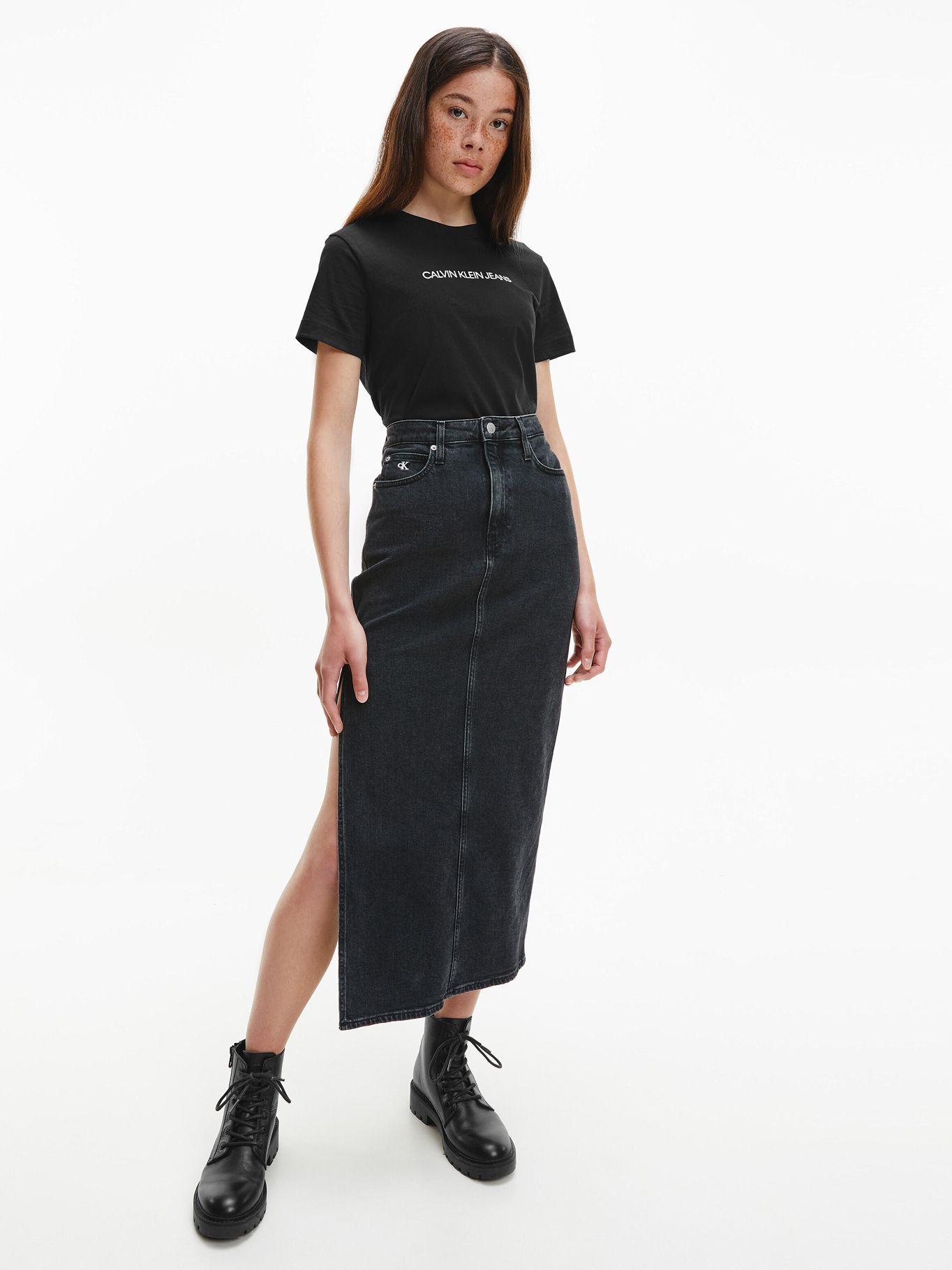 Polera Shrunken Institut Negro Calvin Klein Mujer-1