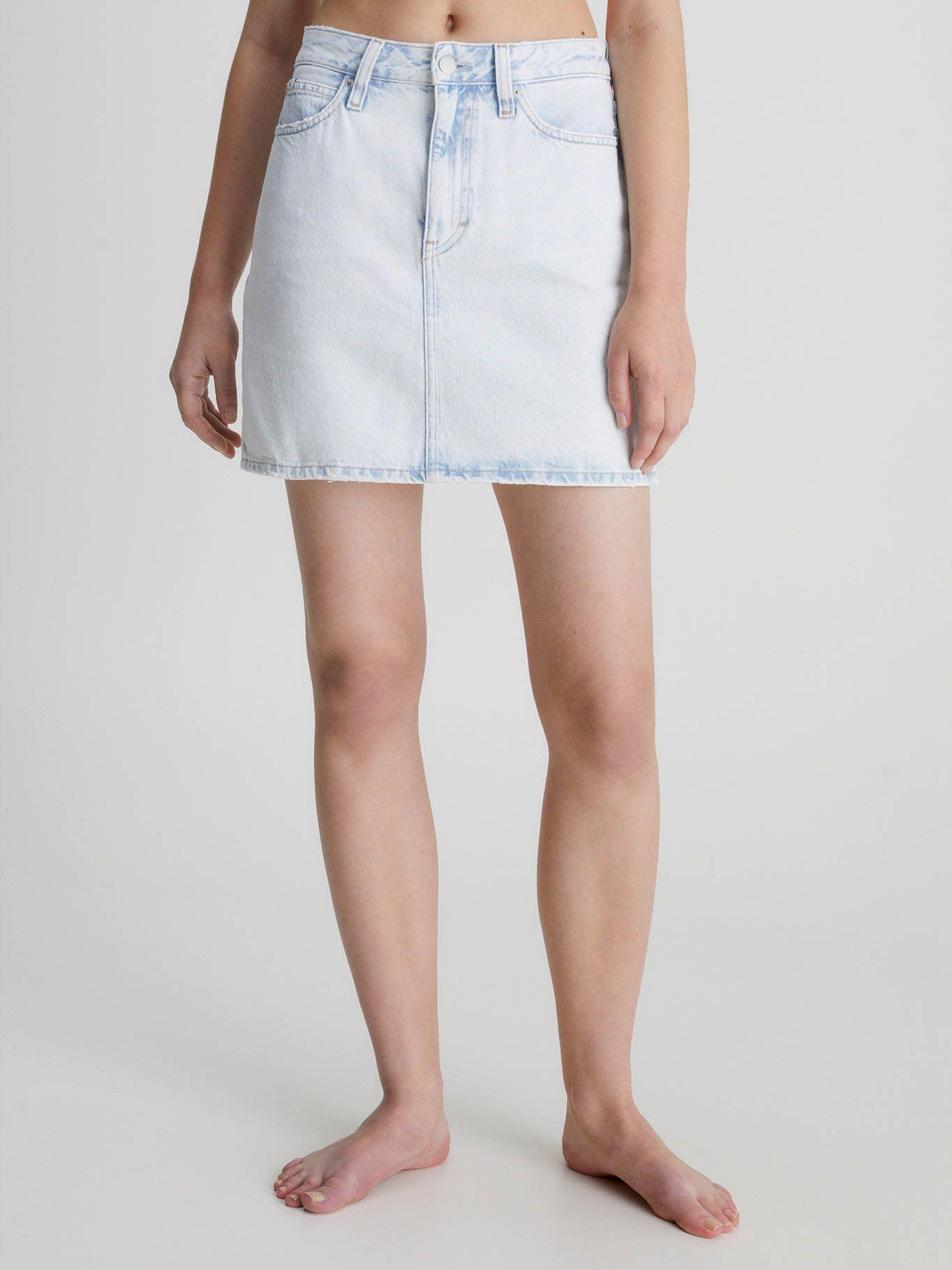 Minifalda denim de tiro alto Blanco Calvin Klein-0