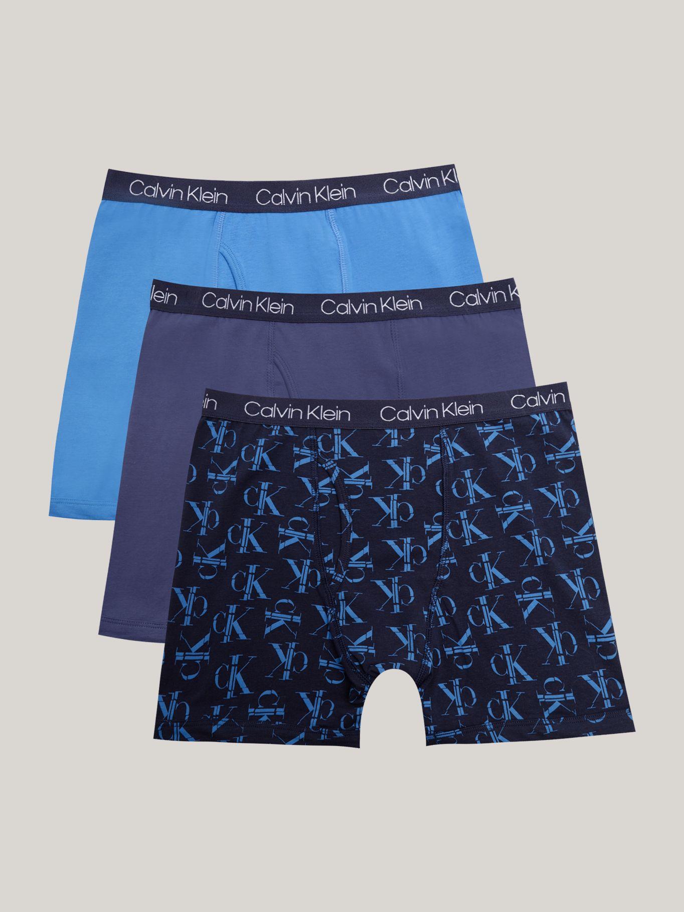 Pack 3 Bóxers Brief Niño Cot Stretch Azul Calvin Klein-0