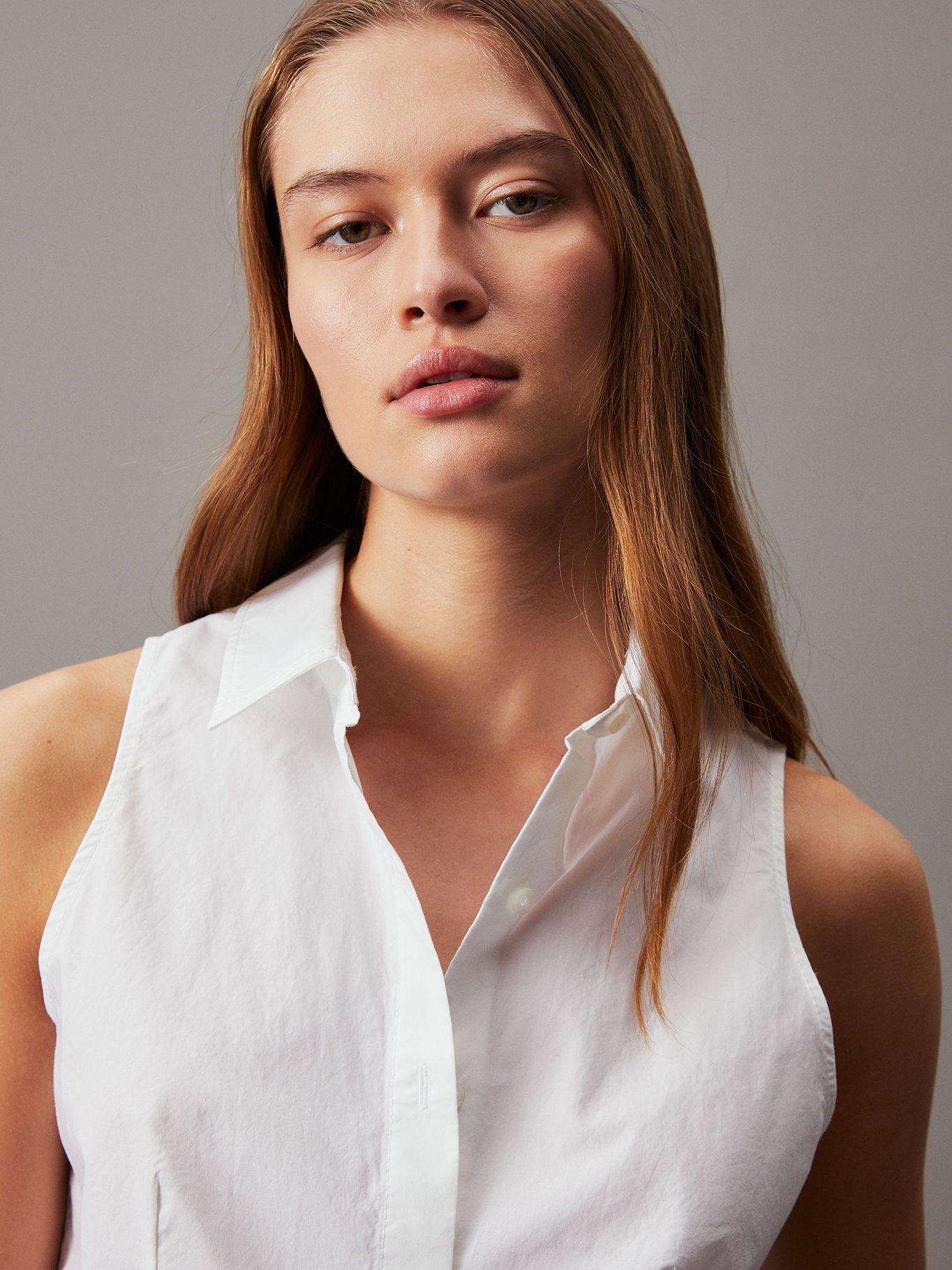 Blusa Woven Label Blanco Calvin Klein-3