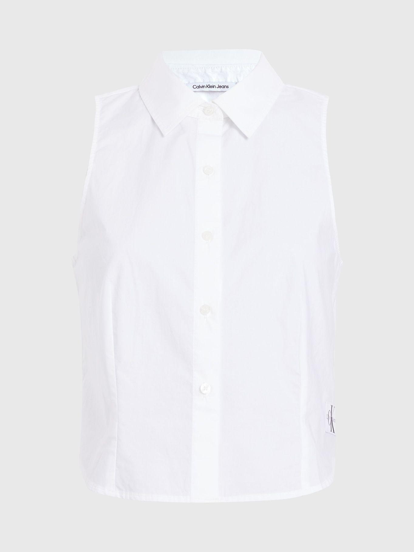 Blusa Woven Label Blanco Calvin Klein-5
