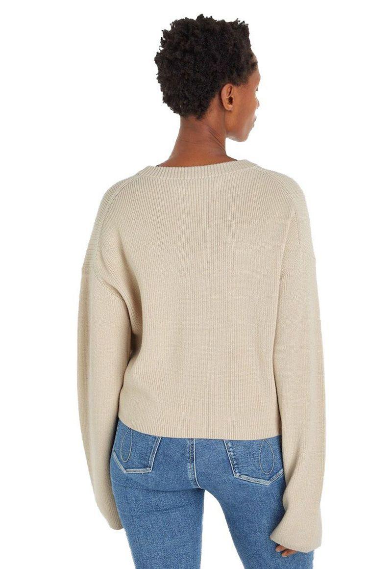 punto de algodón orgánico holgado con logo Beige Calvin Klein-1