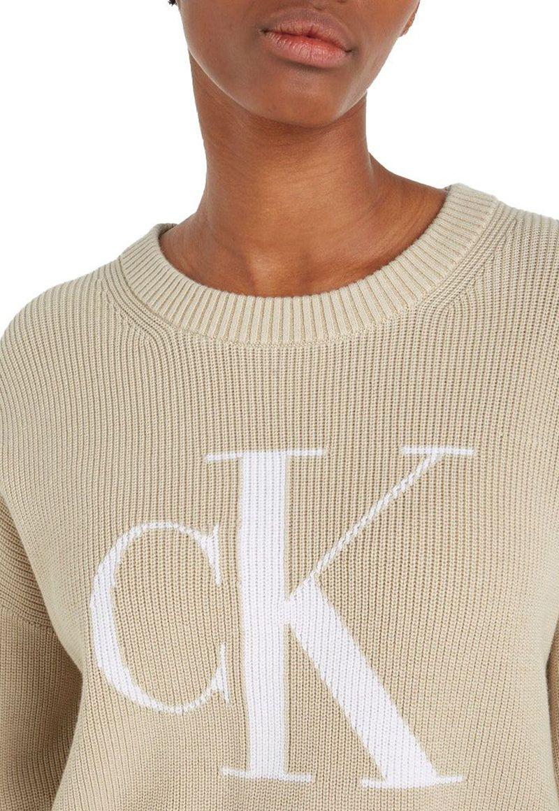 punto de algodón orgánico holgado con logo Beige Calvin Klein-2
