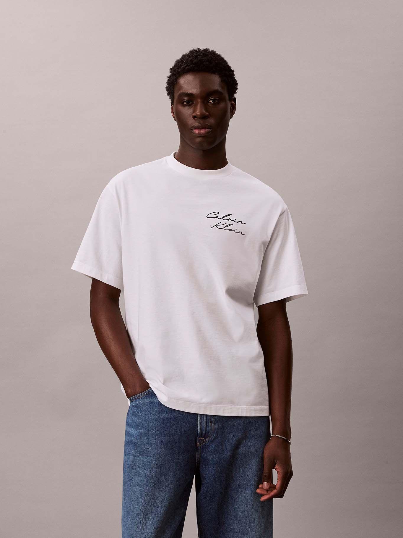 Polera con Estampado De Gráfico Blanco Calvin Klein-0