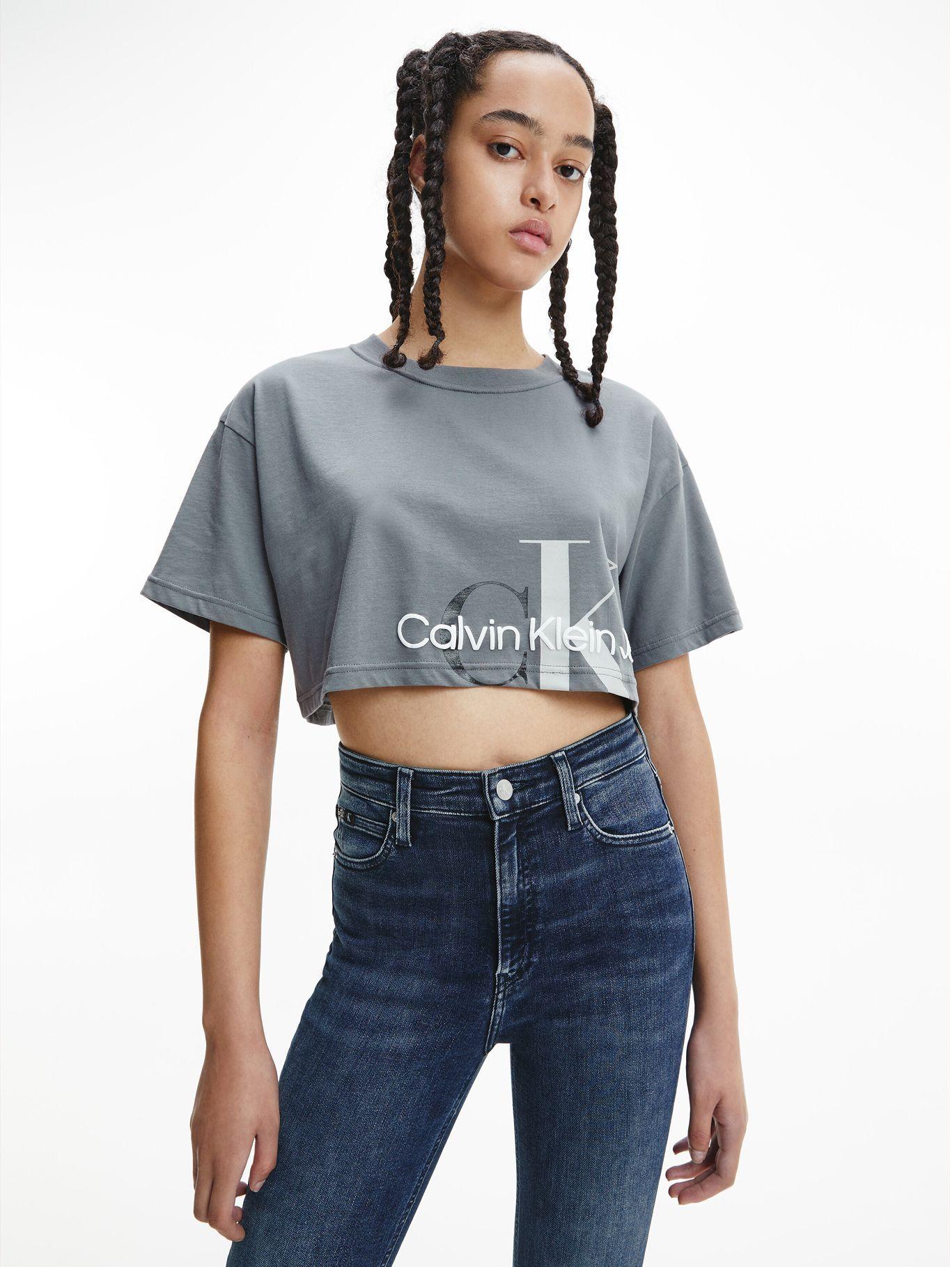 Polera Monogram Cropped Gris Calvin Klein-0