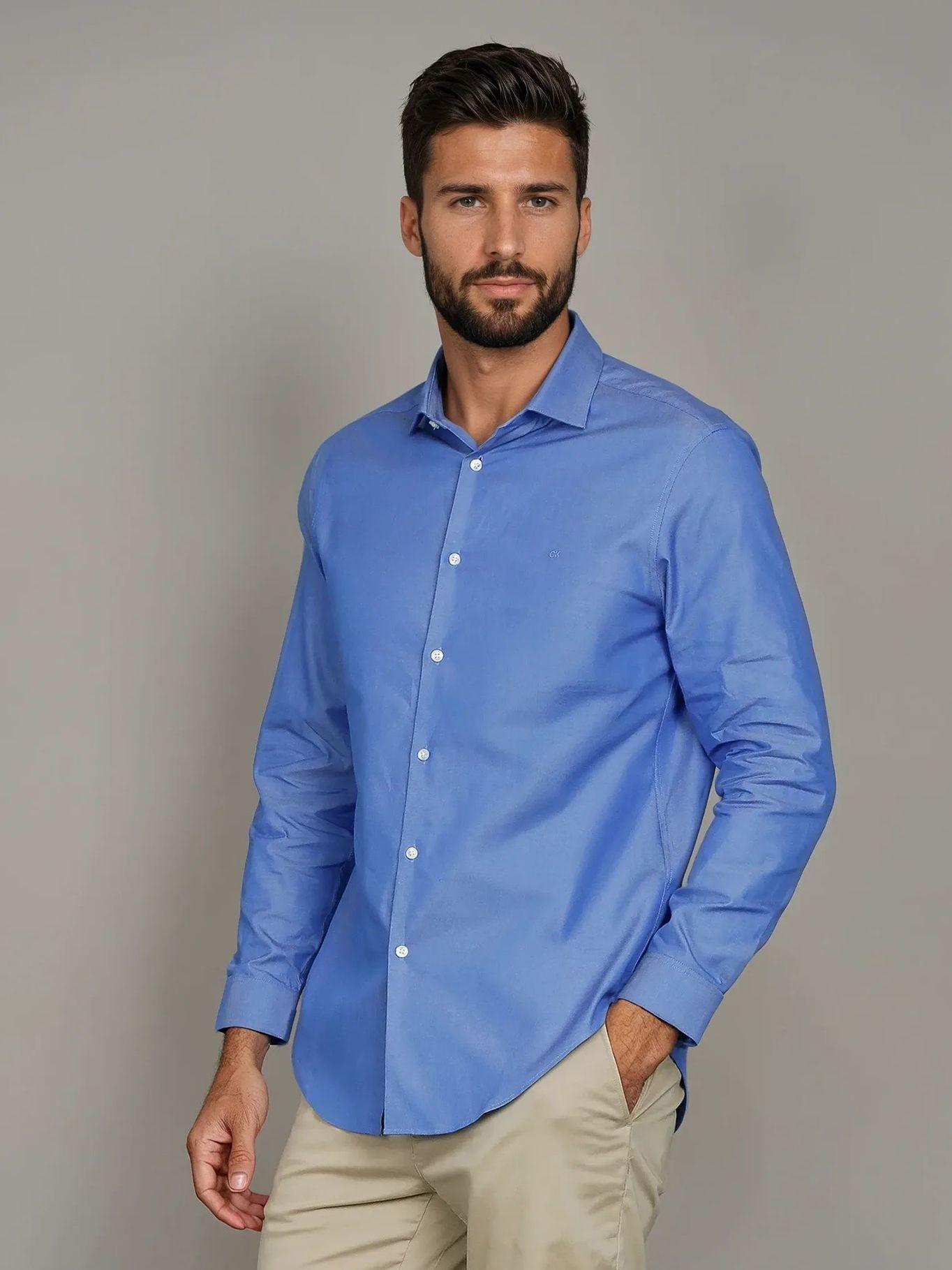 Camisa Slim Fresh Azul Calvin Klein-0
